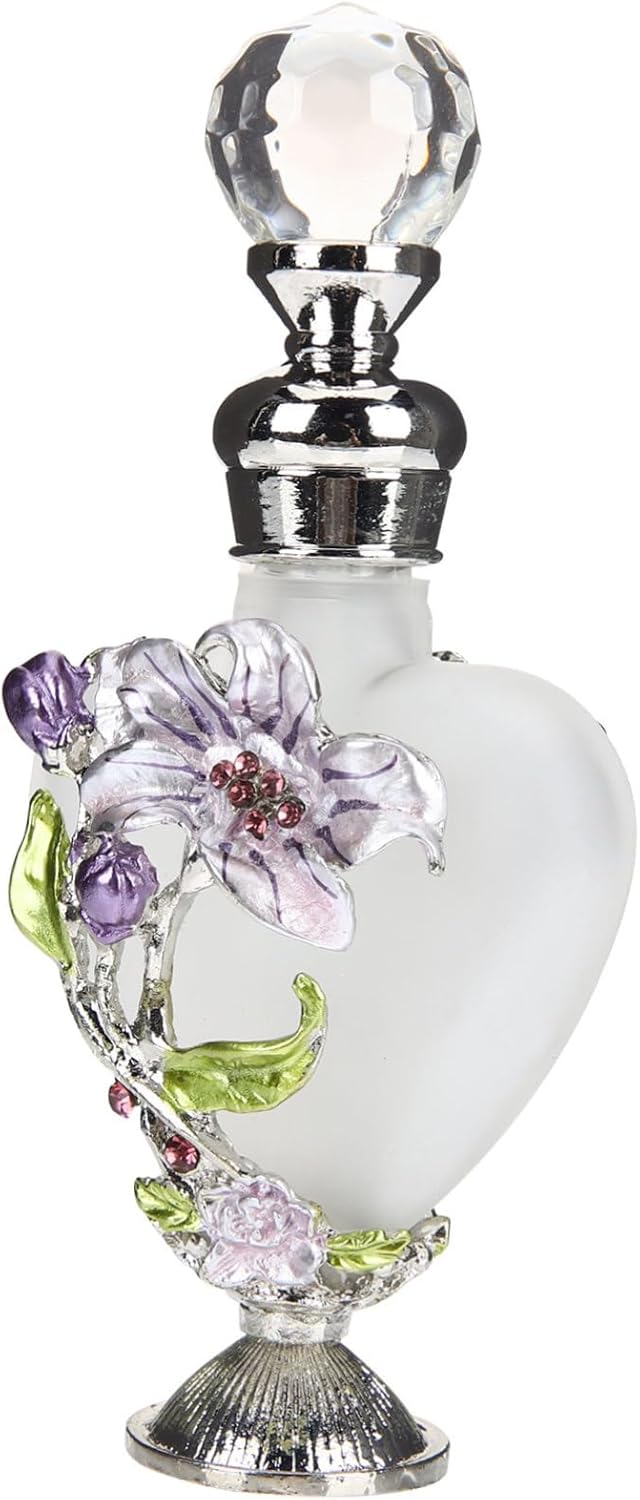 Vintage Flower Glass Perfume Bottle Decorative Essential Oil Holder for Travel and Gifting