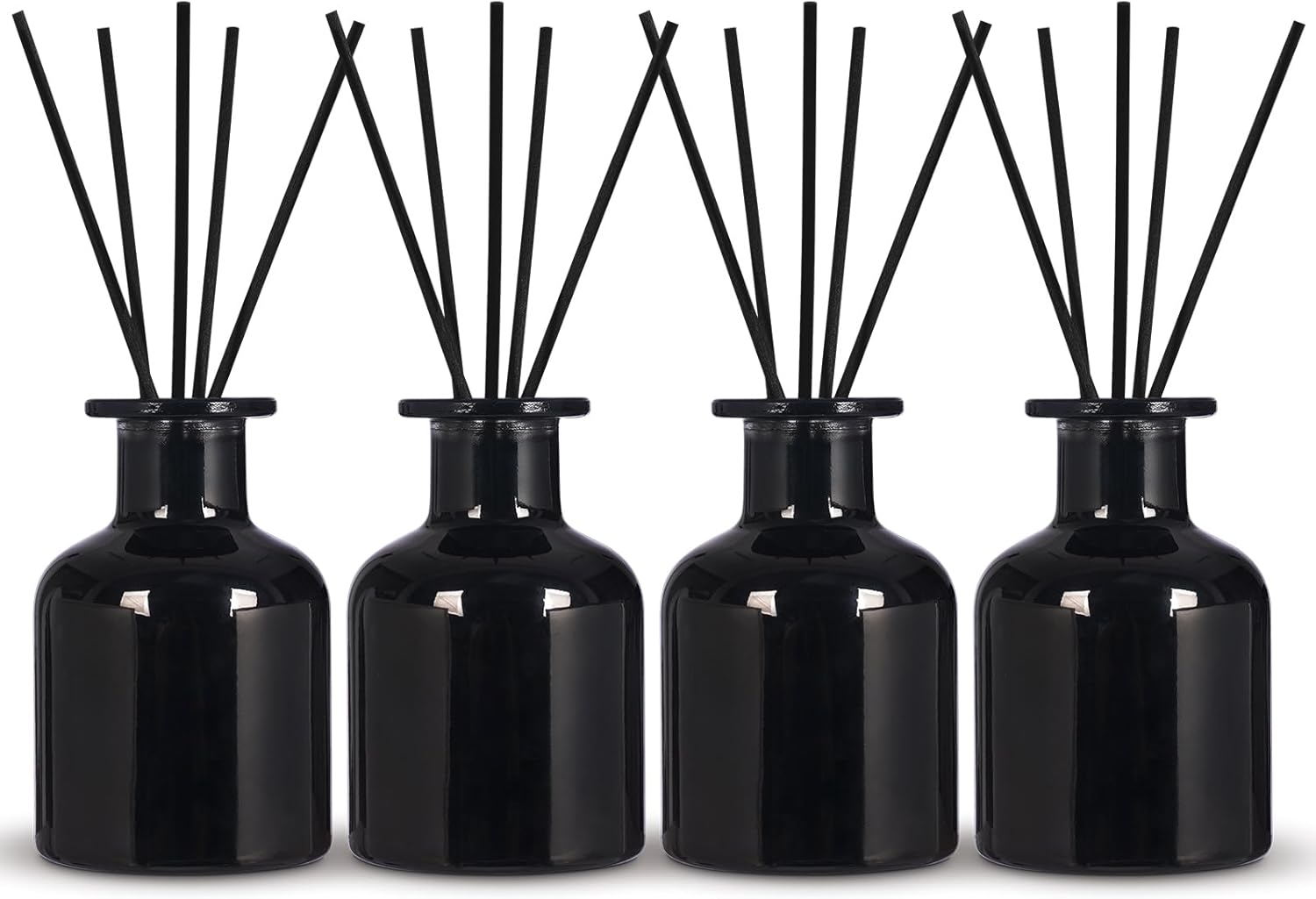 4 Pack Perfume Reed Diffuser Bottles with Gold Caps and Black Sticks