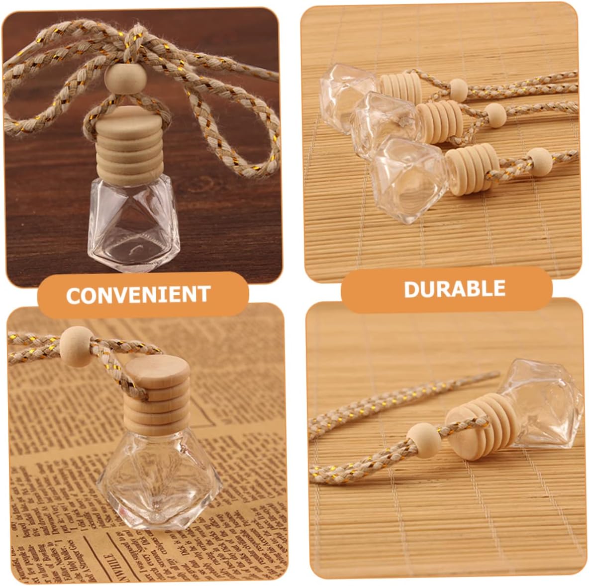 VOSAREA 10pcs Hanging Aroma Bottles for Car and Home