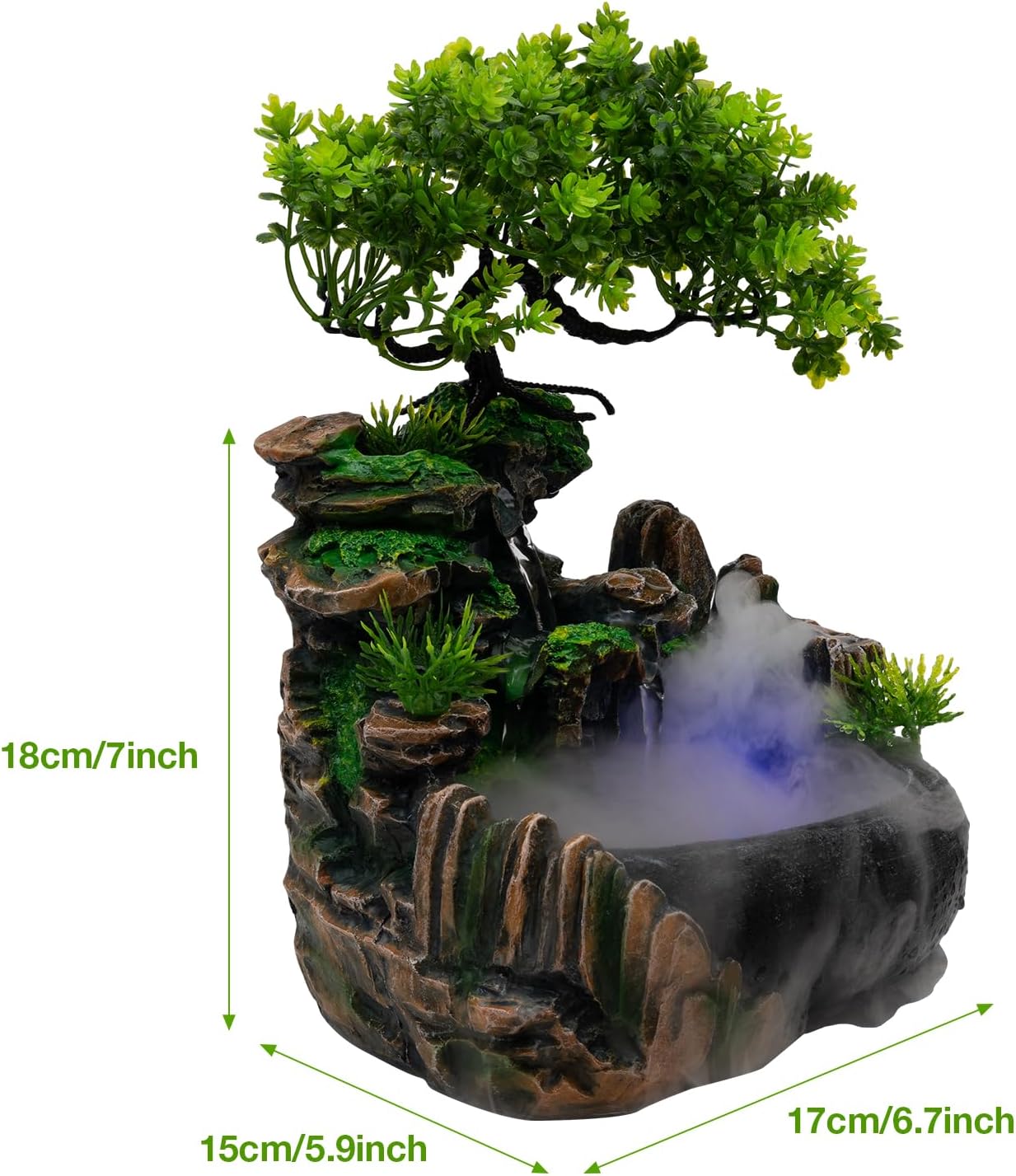 AHULIN Indoor Resin Water Fountain with LED Light