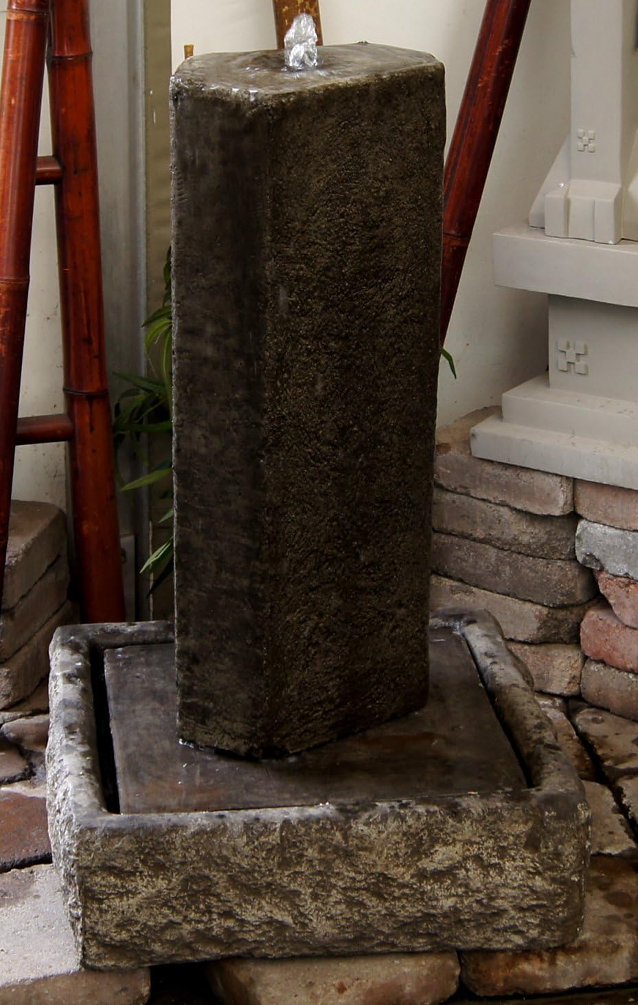 Basalt Fountain with Traveling Buddha Seating and Bench Package 1086