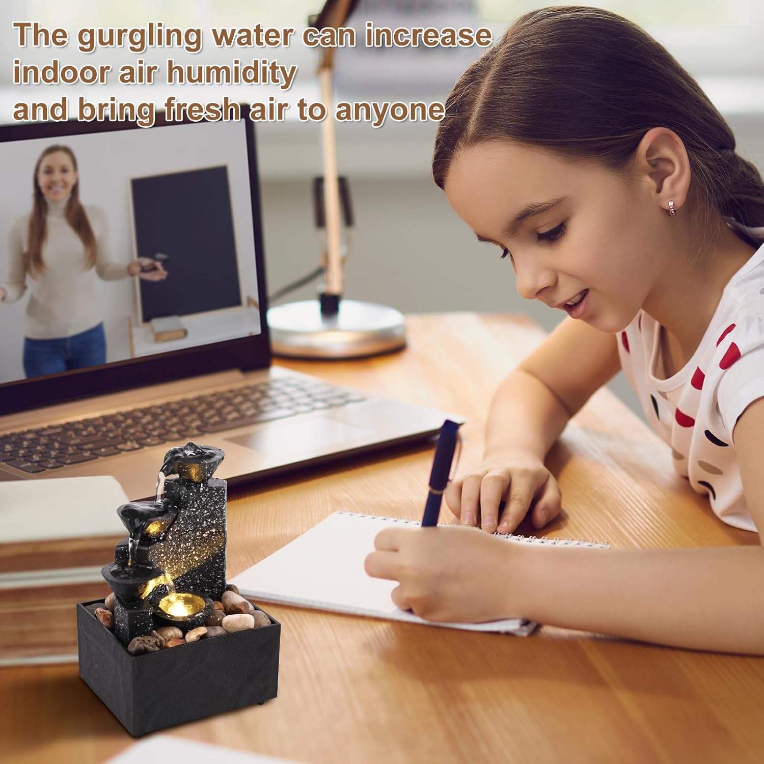 StuiPuil Tabletop Waterfall Decor with Soft Lights