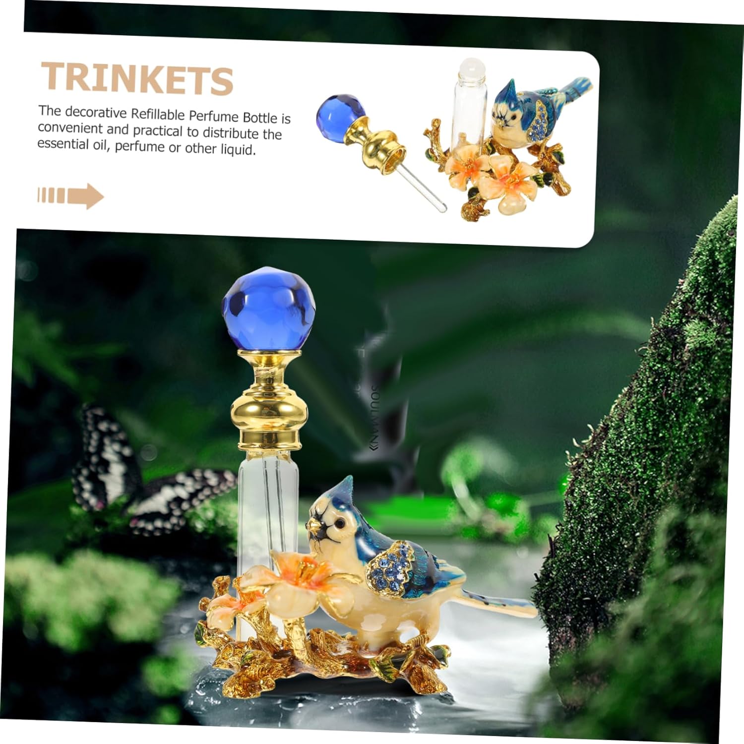 Elegant Essential Oil Container Retro Empty Perfume Bottle with Decorative Design for Desktop Decor and Travel Use