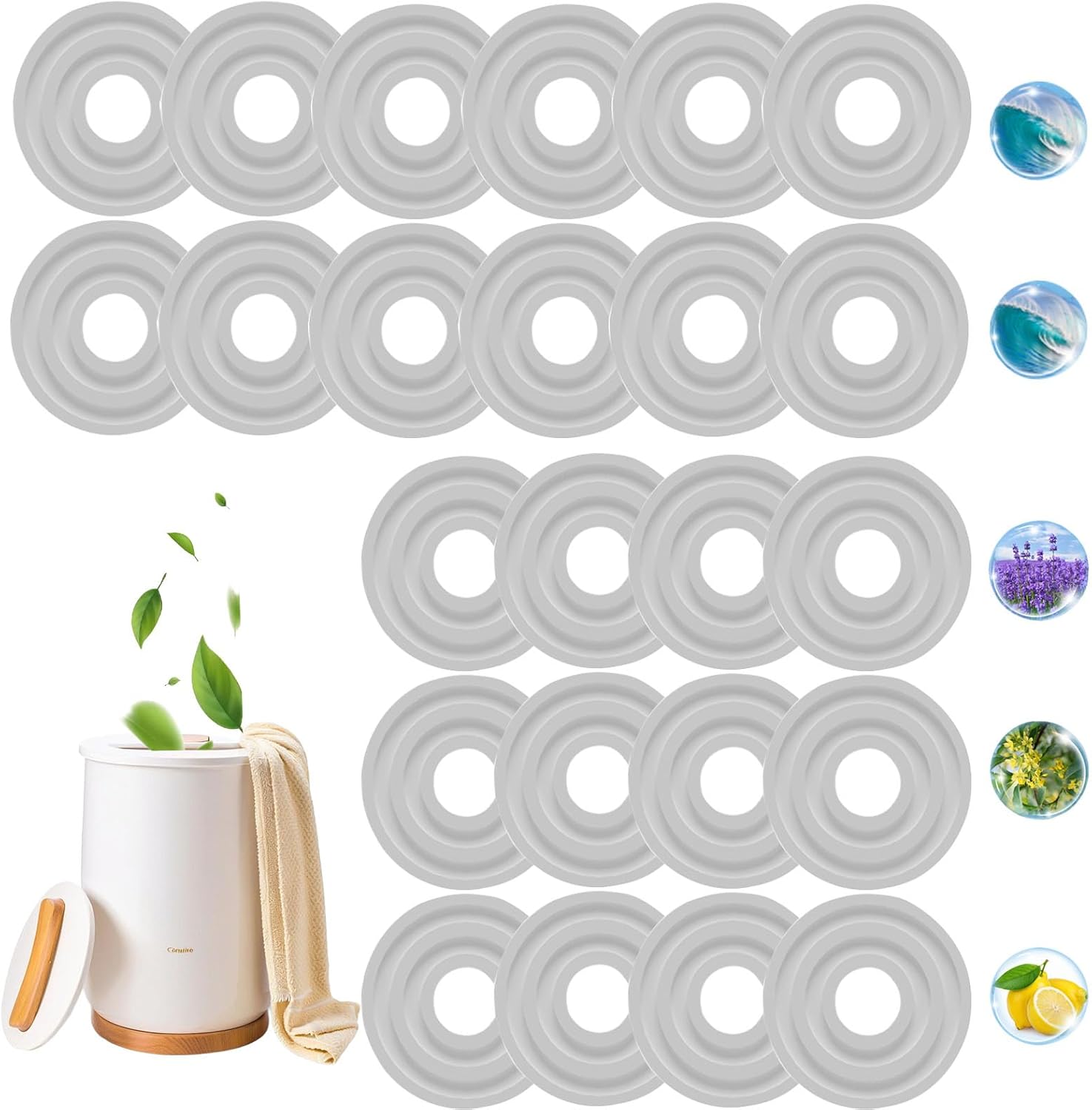 24 Pcs Scented Towel Warmer Discs with 4 Fragrances