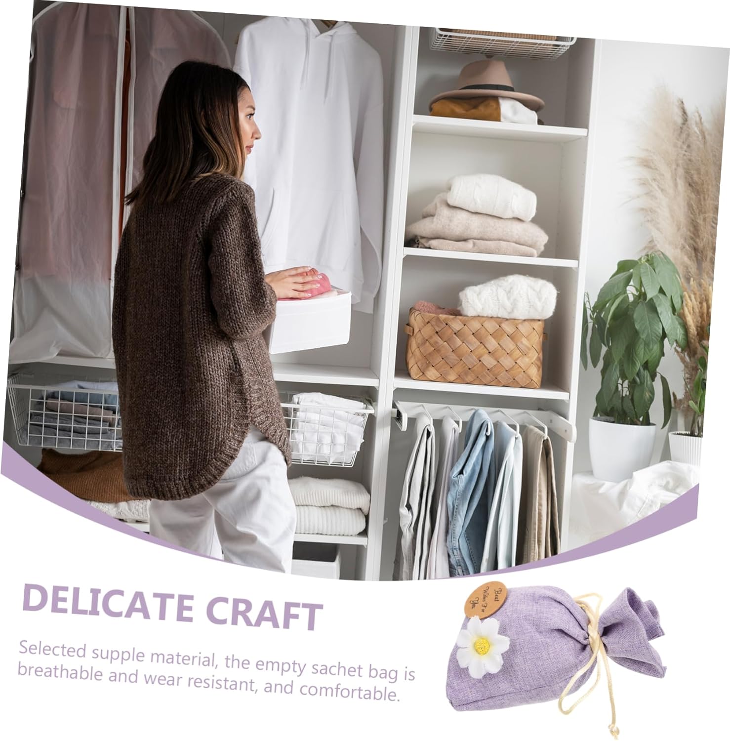 ABOOFAN 10Pcs Lavender Sachet Bags Refillable Empty Drawstring Pouches for Fragrance Storage