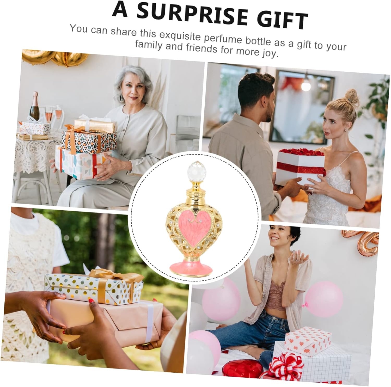 Ipetboom Heart Shaped Perfume Bottle Refillable Design for Essential Oils Fragrances Decoration