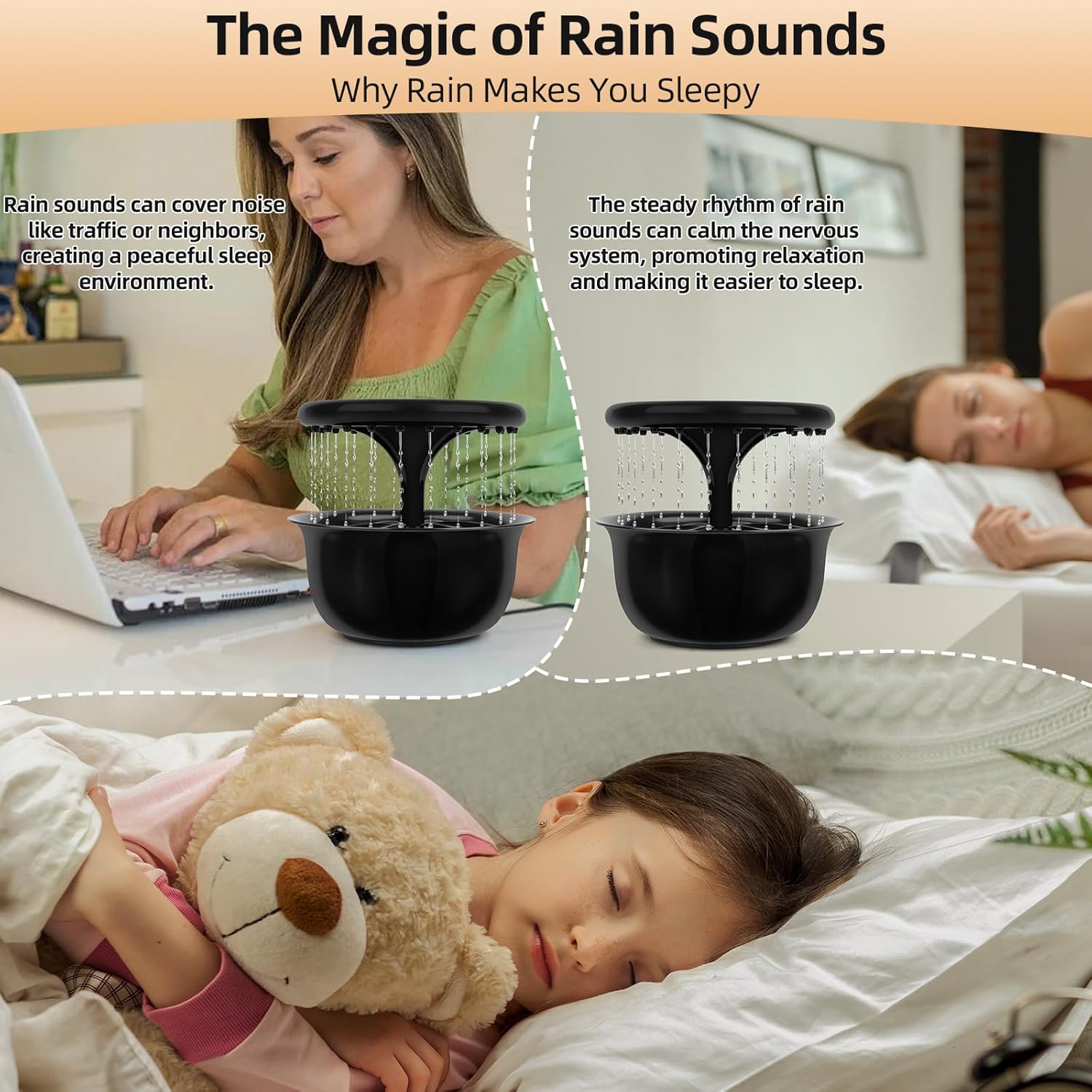 Lohpbat Tabletop Fountain with Rain Sounds