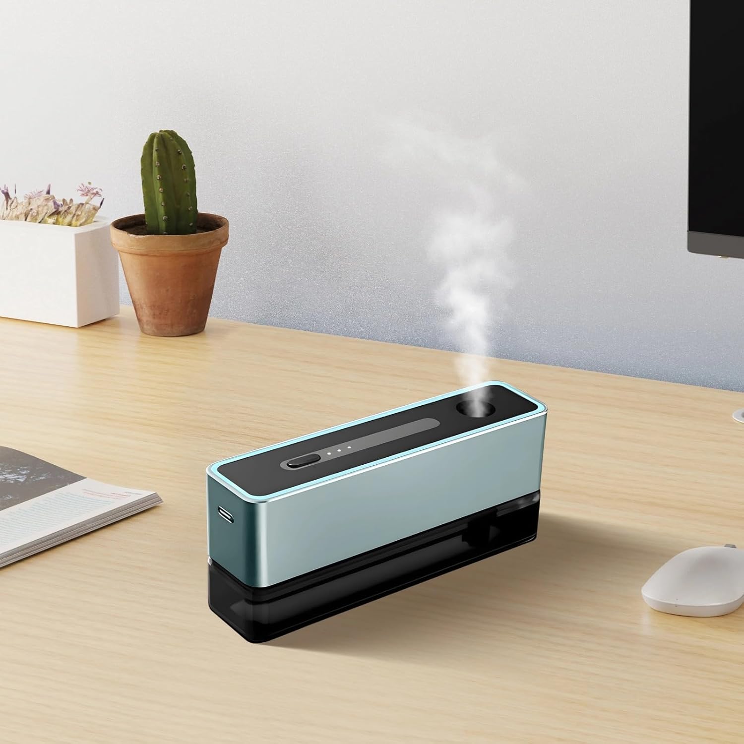 Portable Essential Oil Nebulizer with USB Charging Touch Control Alloy and LED Lights for Aromatherapy