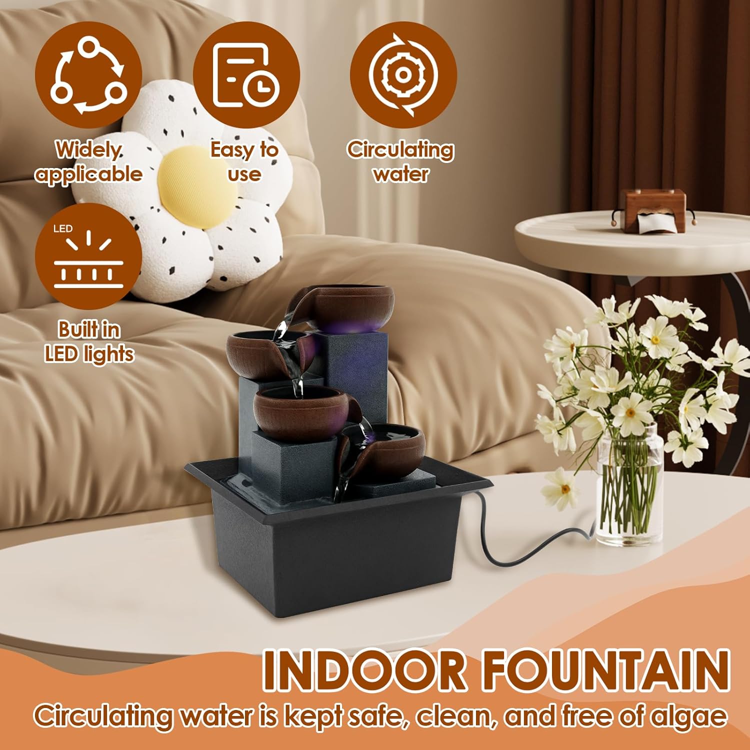 LYIYEYAN Tabletop Fountain with LED Light