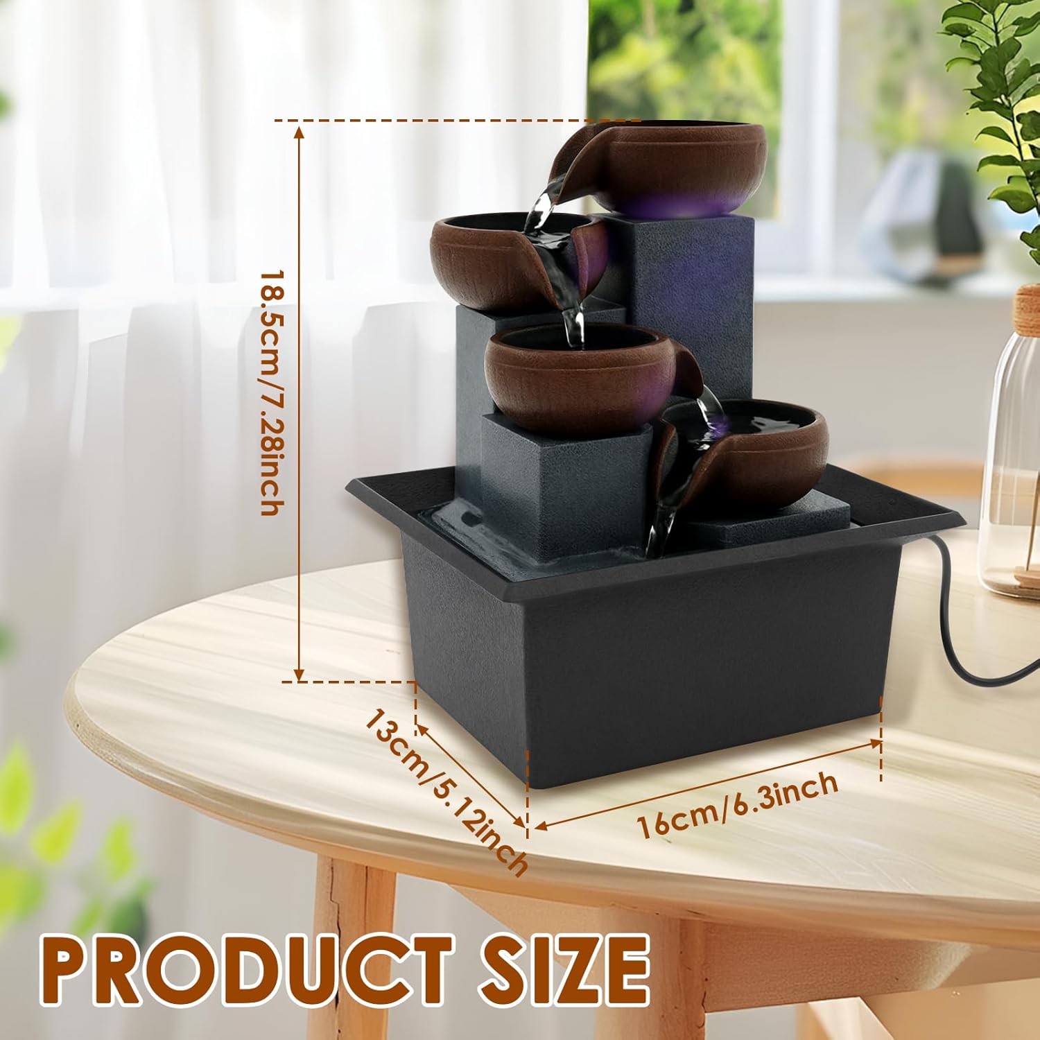 LYIYEYAN Tabletop Fountain with LED Light