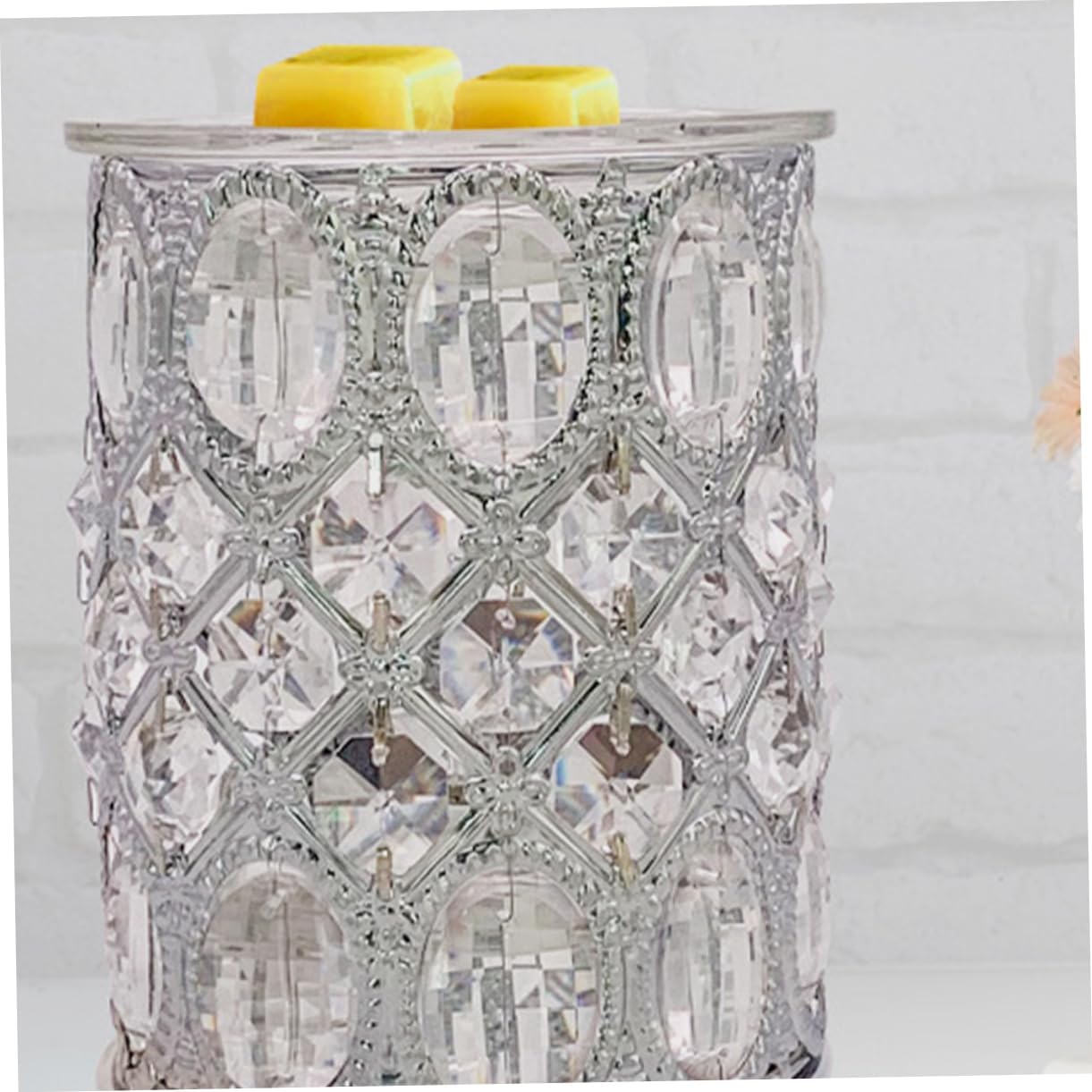 Magiclulu 1pc Romantic Aroma Burner Warm Wax Melting Lamp Crystal Fragrance Holder Night Light