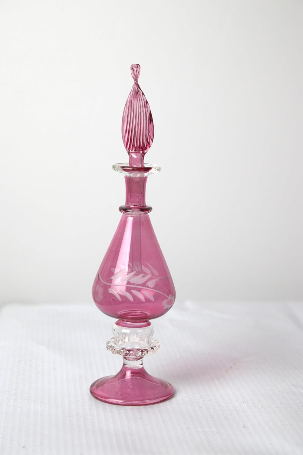 Hand-Blown Egyptian Glass Perfume Bottle - Refillable Engraved Scent Holder