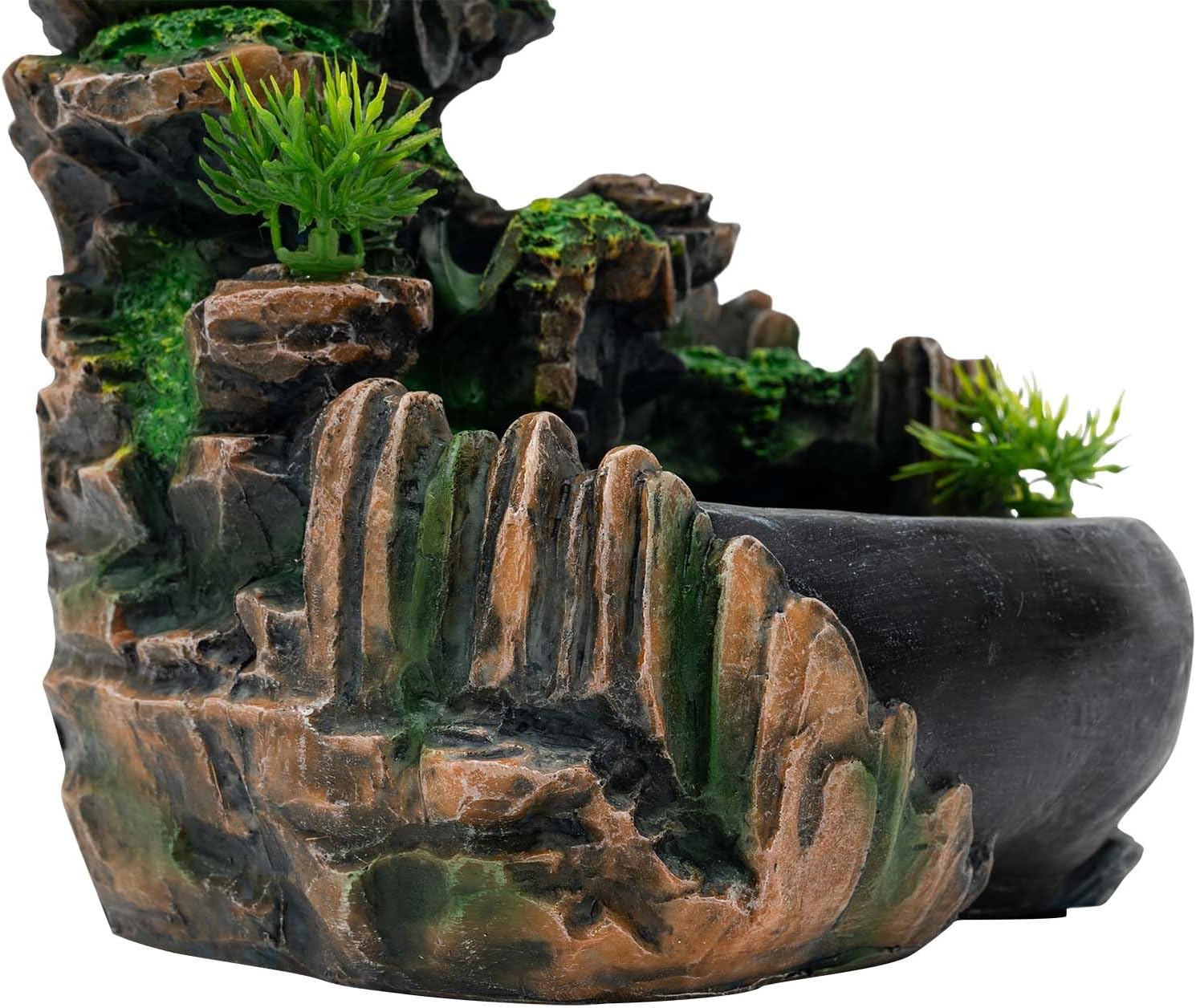 Indoor Tabletop Fountain Humidifier with Light and Rockery Design