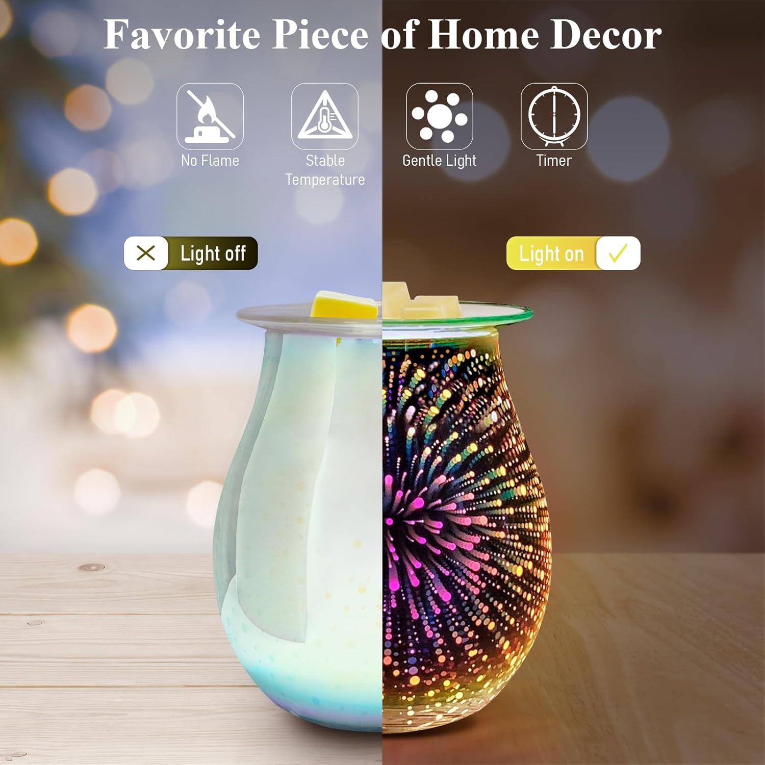 EQUSUPRO 3D Glass Wax Melt Warmer with Timer