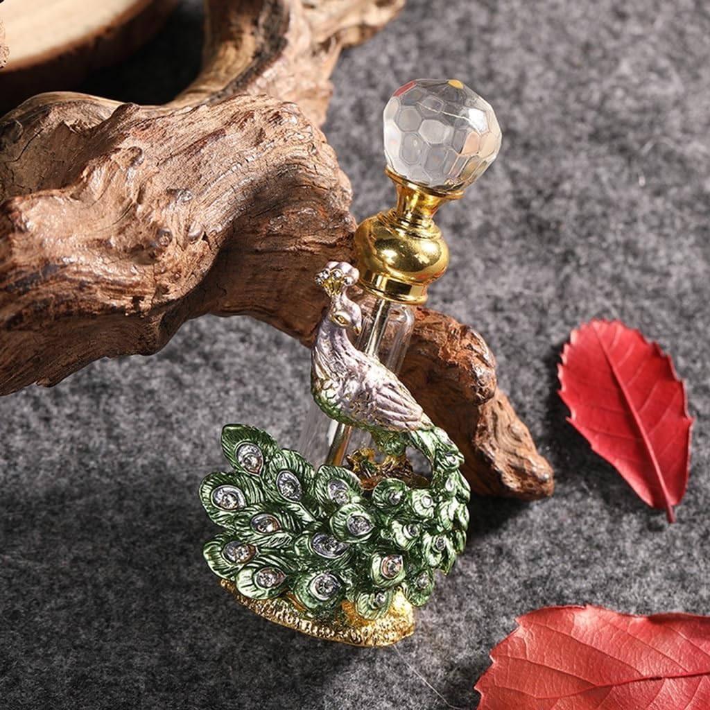 3ml Vintage Perfume Bottles Peacock Glass Decorative Scent Containers for Travel