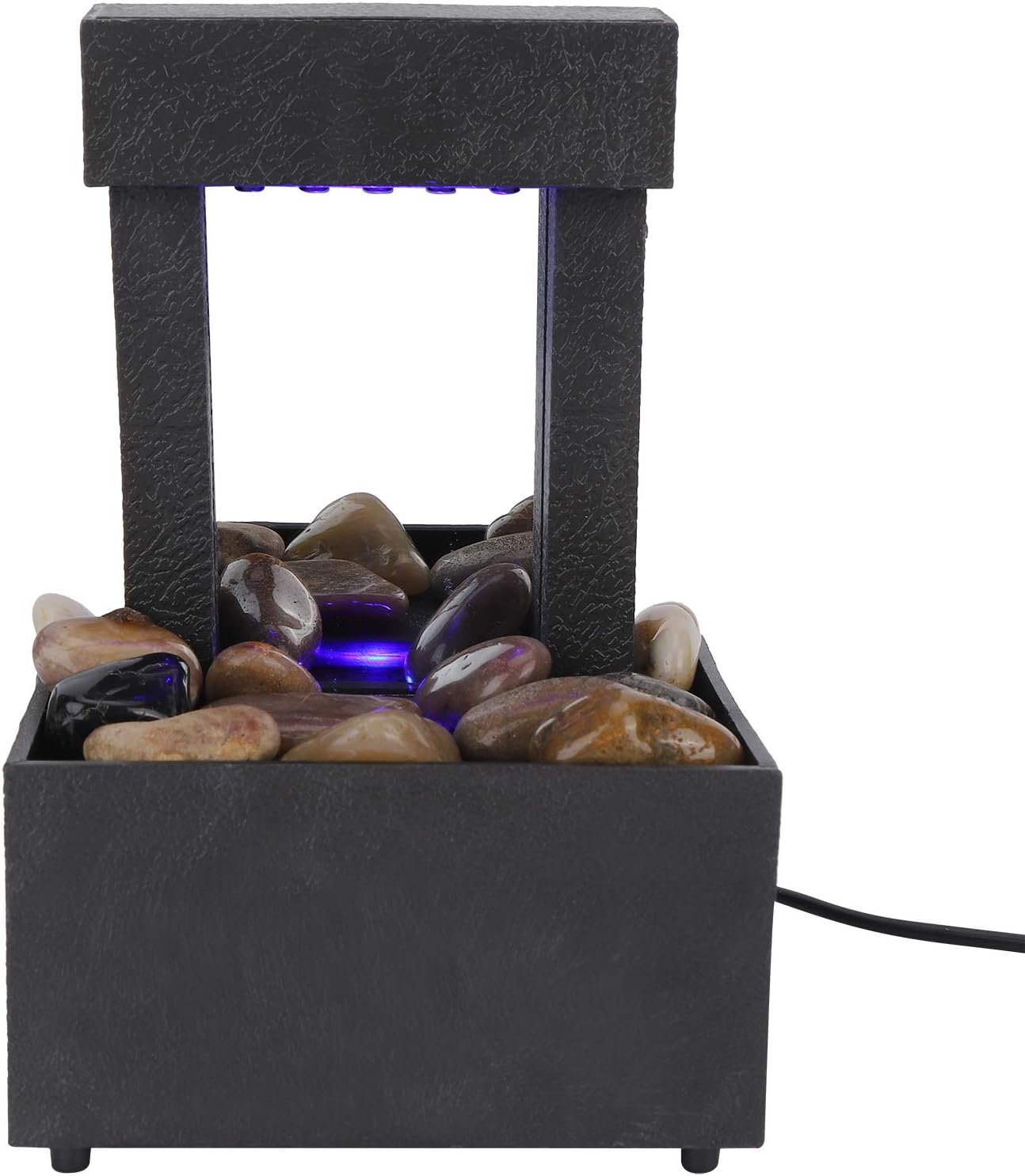 Indoor Water Fountain with LED Lights and Stones