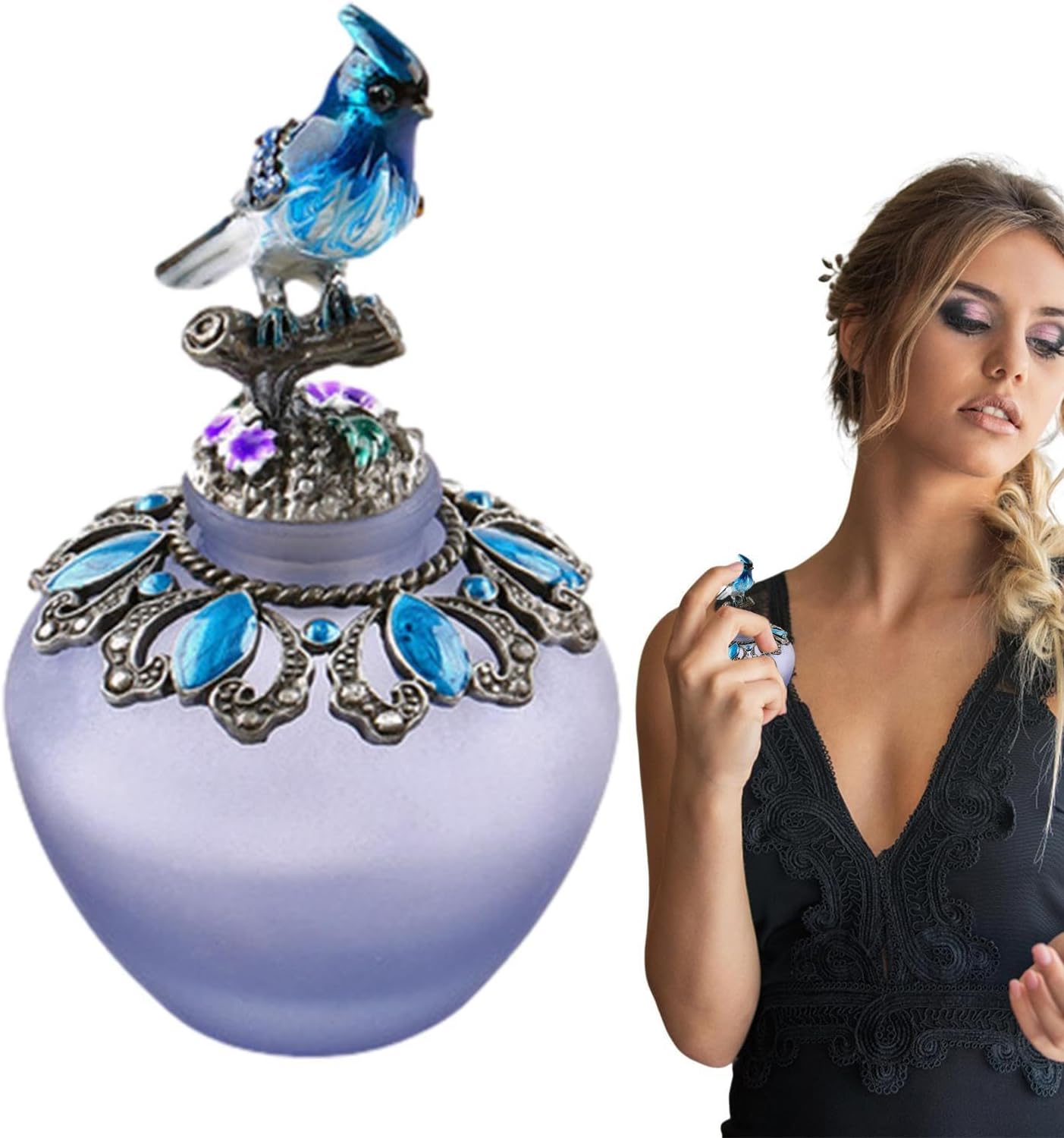 Vintage Perfume Bottle - Retro Glass Essential Oil Jar