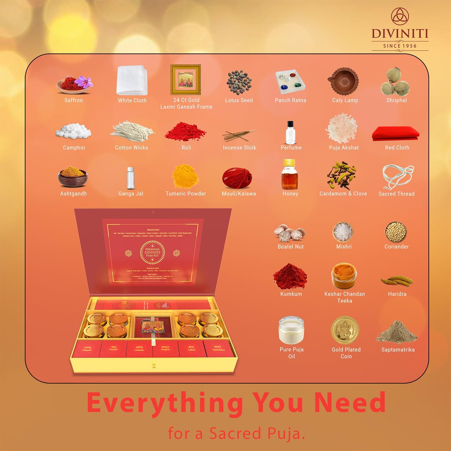DENMOUS Diwali Puja Kit with Laxmi Ganesh Idol and Yantra