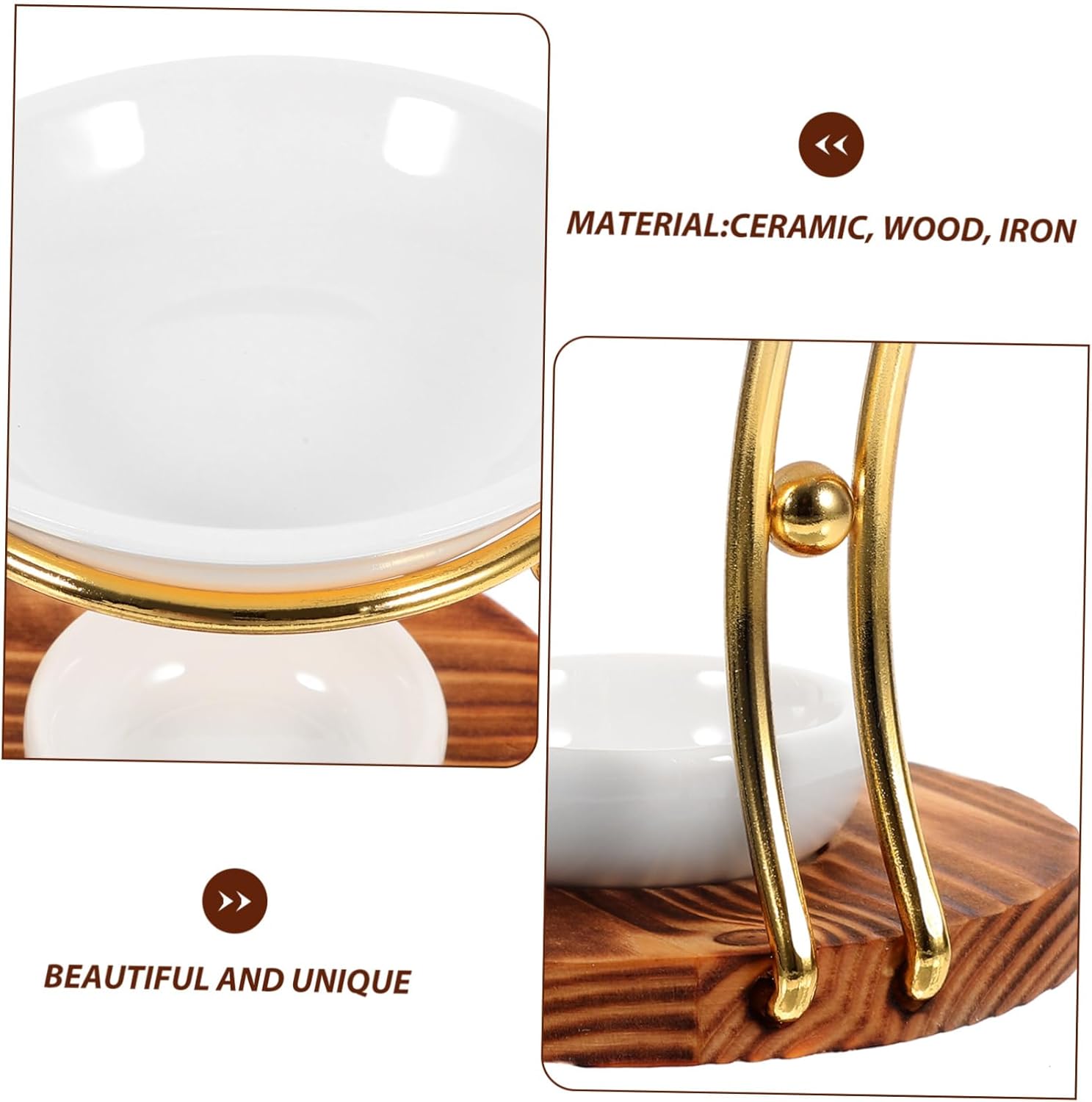 Wooden Essential Oil Burner with Iron Base for Aromatherapy
