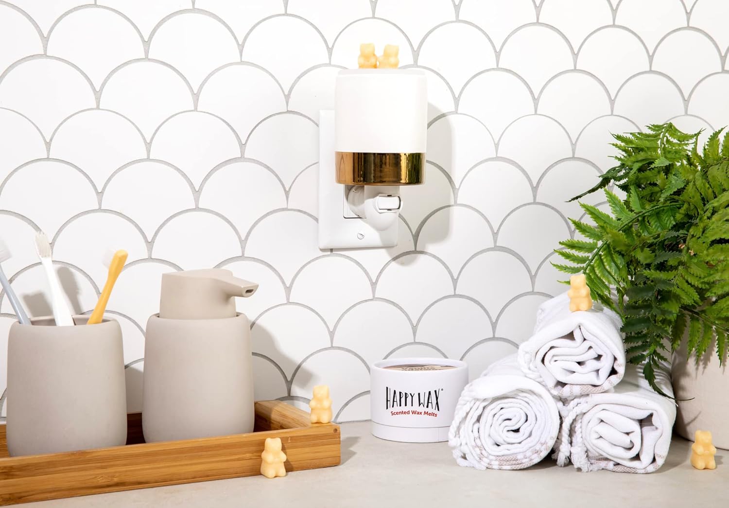 Happy Wax Dipped Copper Outlet Warmer - Compact Ceramic Wall Plug in