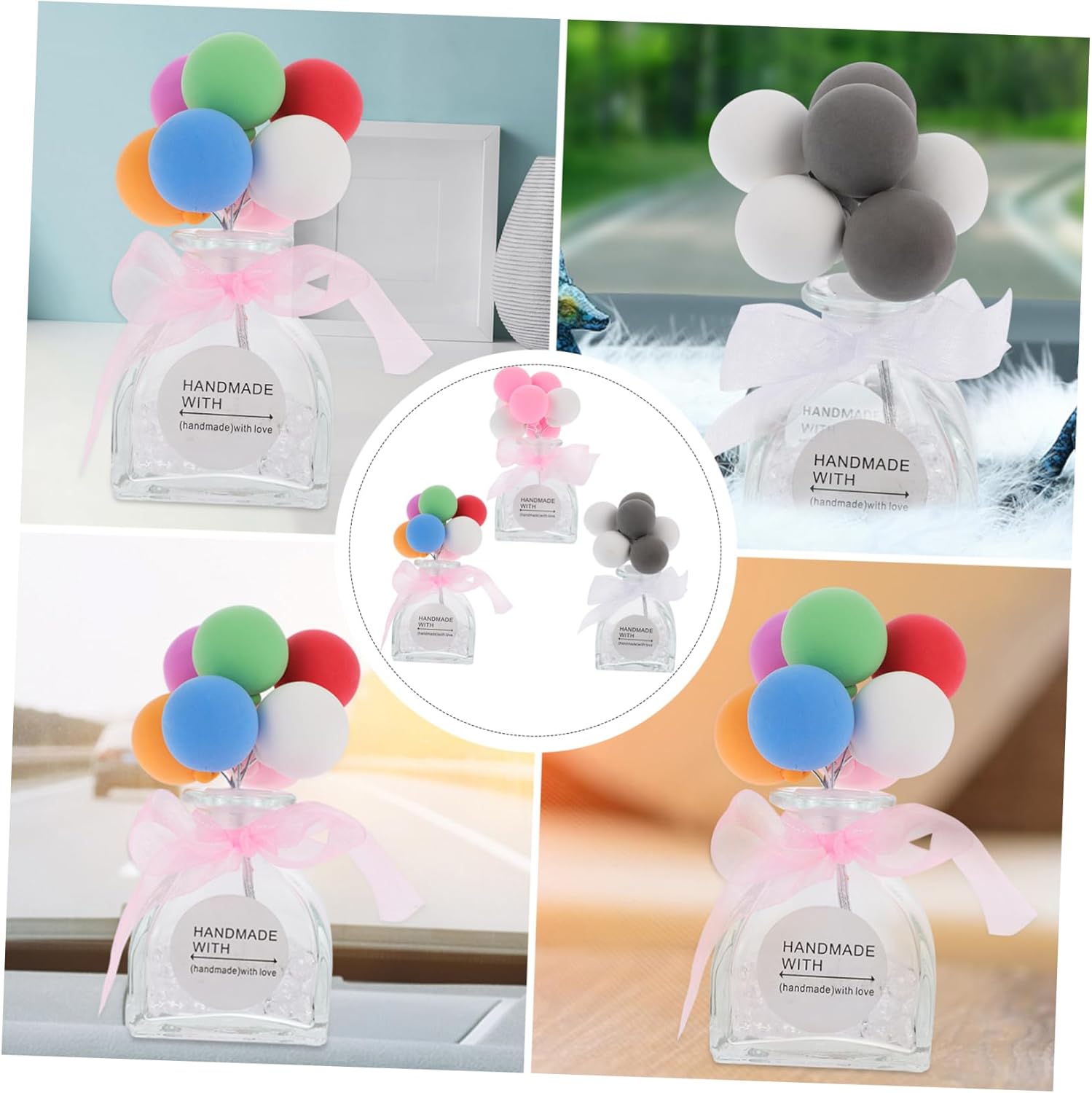 Ciieeo 3pcs Aromatherapy Car Perfume Decorative Balloon Storage Bottles