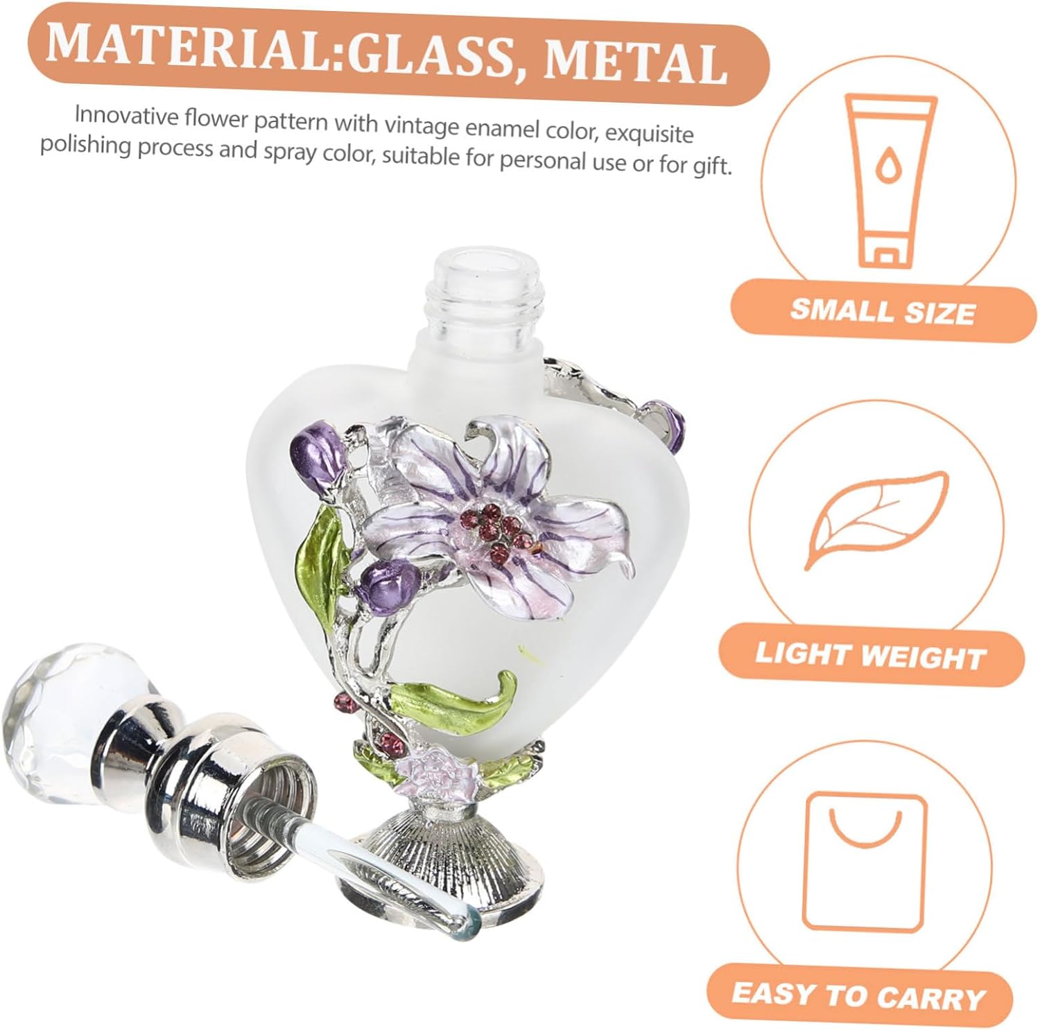 Vintage Flower Glass Perfume Bottle for Essential Oils and Gifting