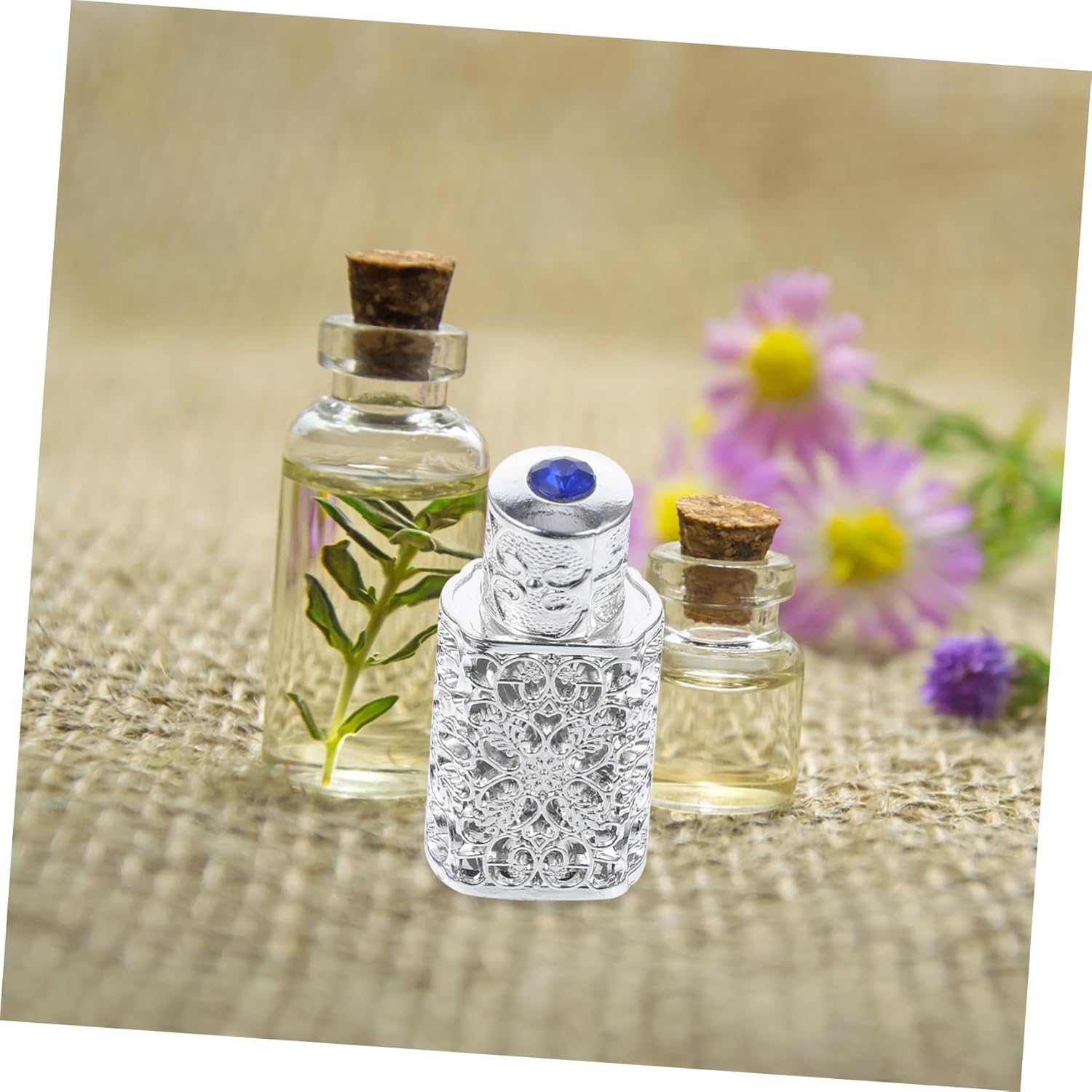 Belliuffy Essential Oils Perfume Bottle Empty Glass and Alloy Travel Toiletry Refillable Decorative