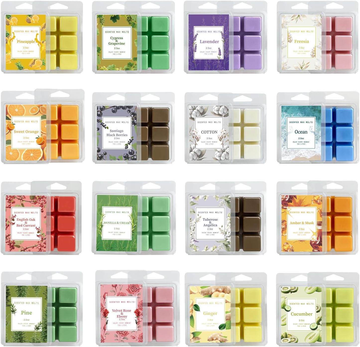 BINYUAN Summer Scented Wax Melts Set of 16
