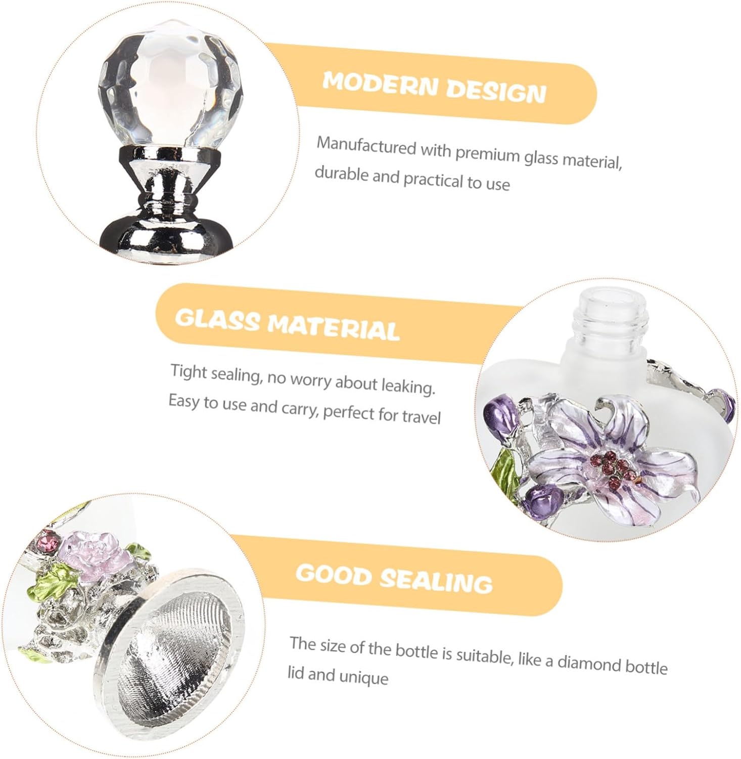 Vintage Flower Glass Perfume Bottle for Essential Oils and Gifting