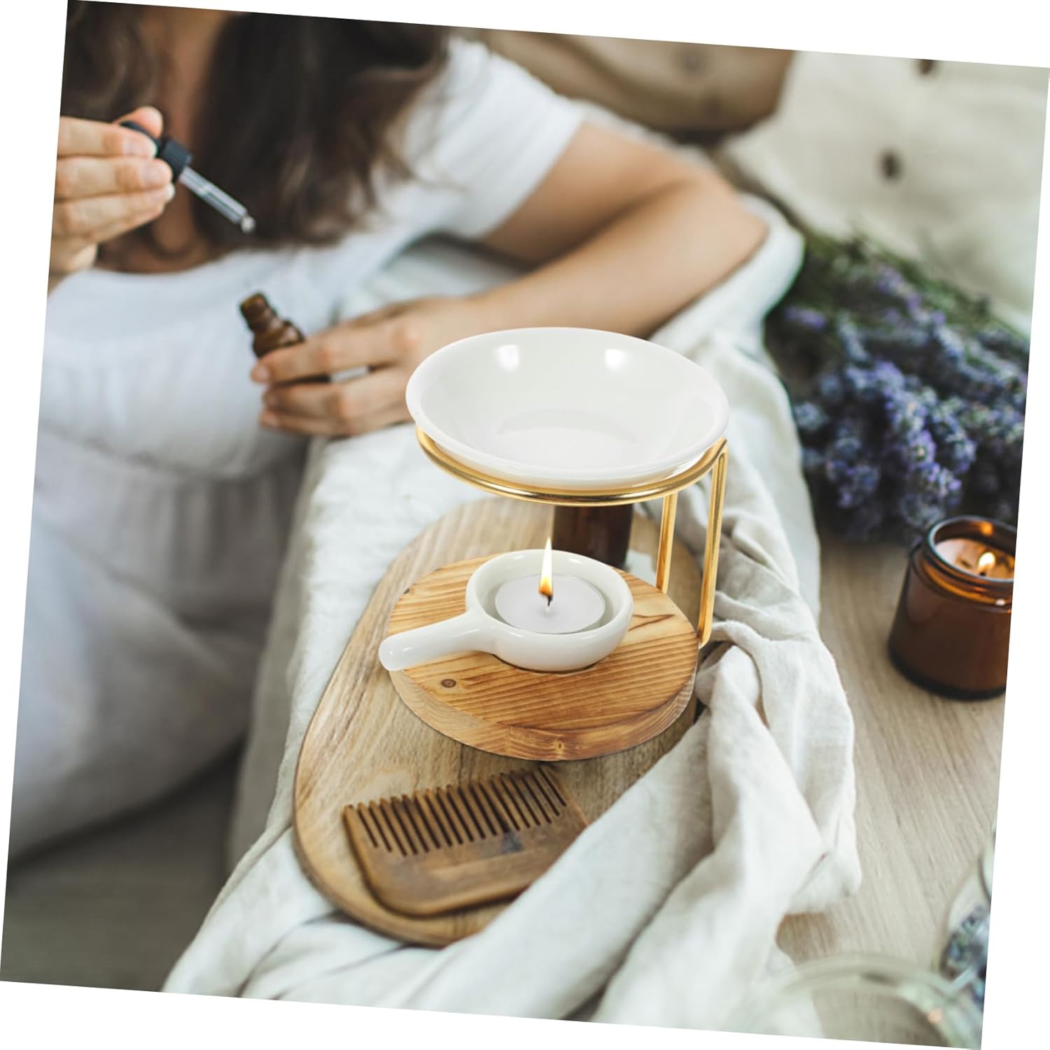 MAGICLULU Ceramic Essential Oil Burner with Base