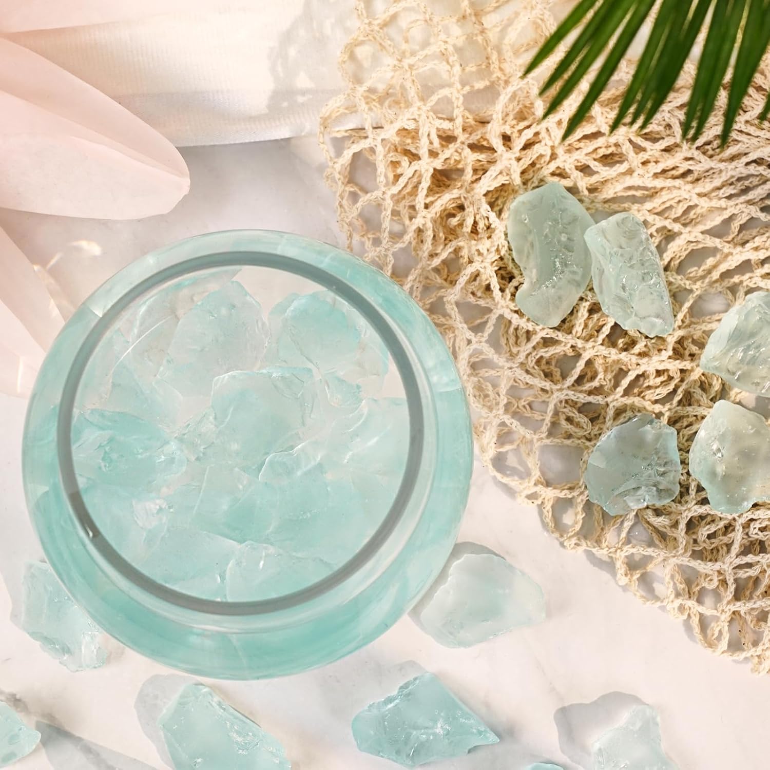 Versatile Frosted Sea Glass Blocks - 1LB Turquoise