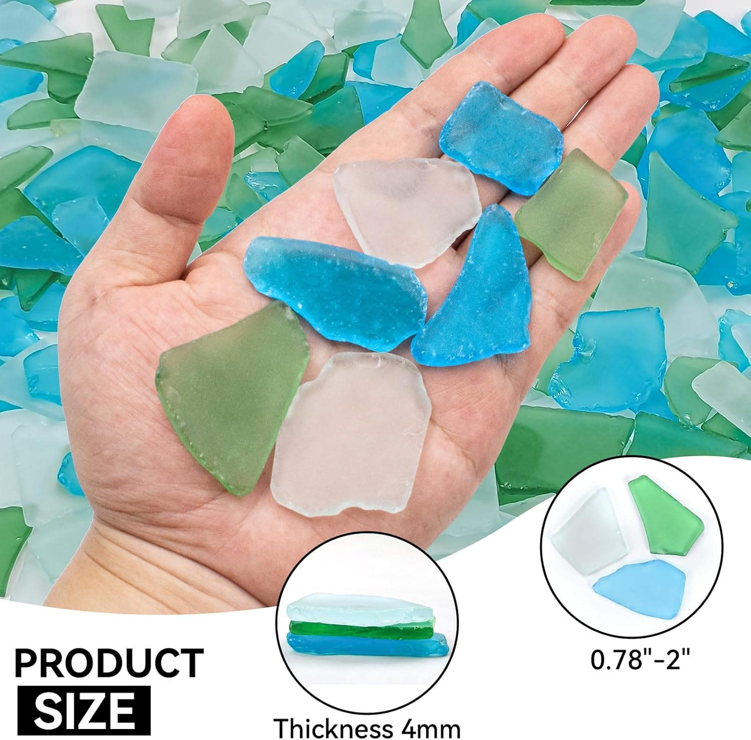 Keedolla 15 Oz Sea Glass Decor Vase Filler Blue White Green