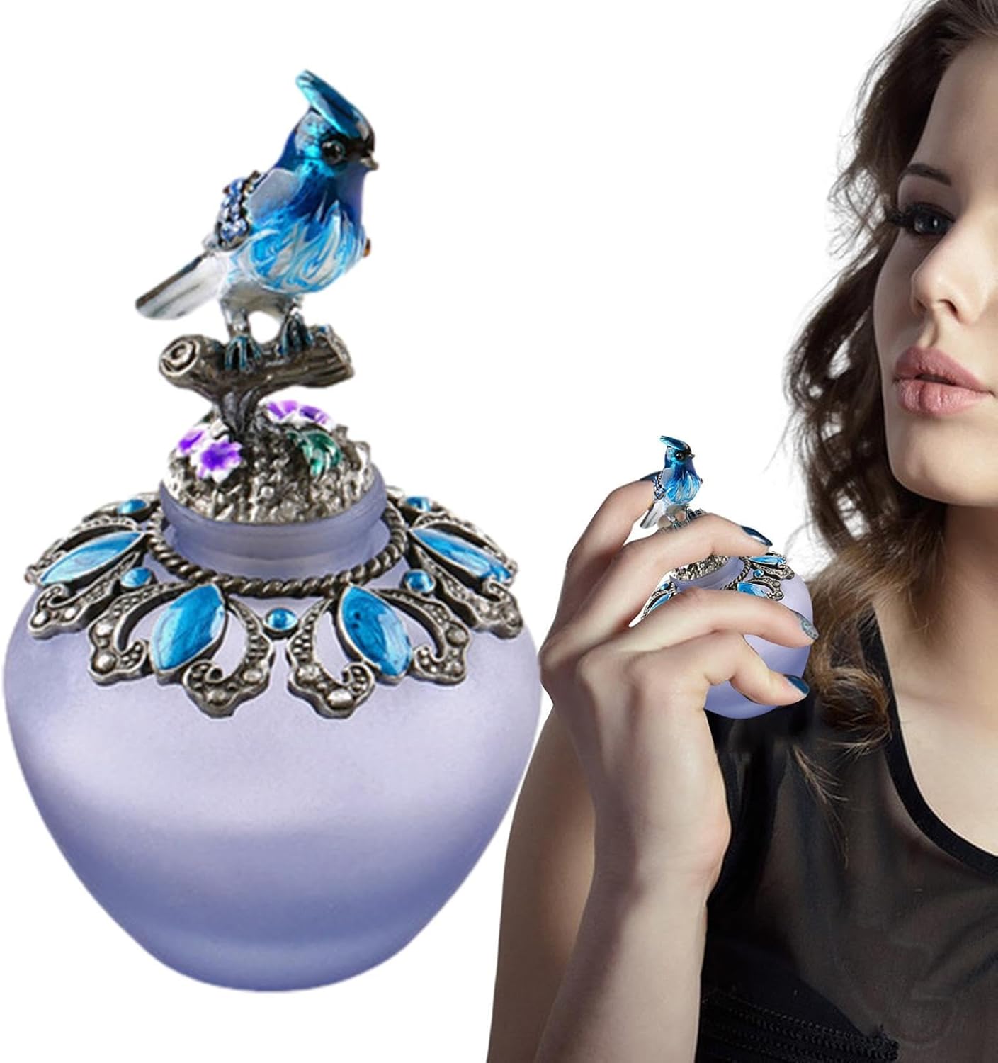 Vintage Perfume Bottle - Retro Glass Essential Oil Jar