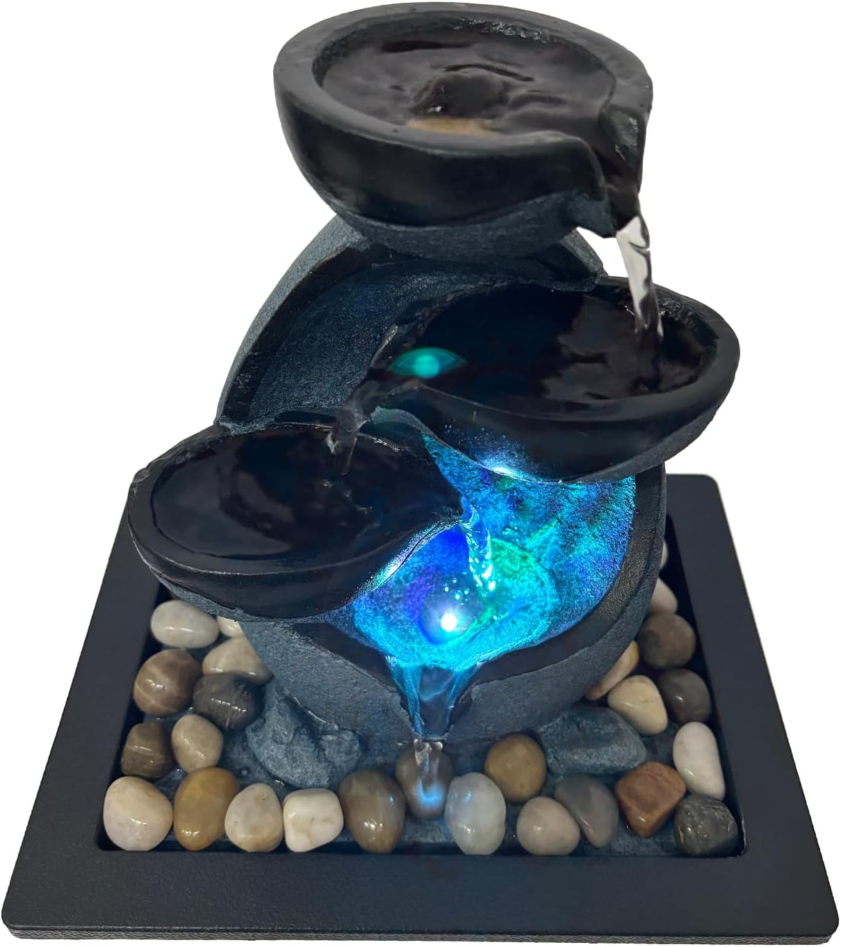 Indoor Tabletop Water Fountain with LED Light and Pump