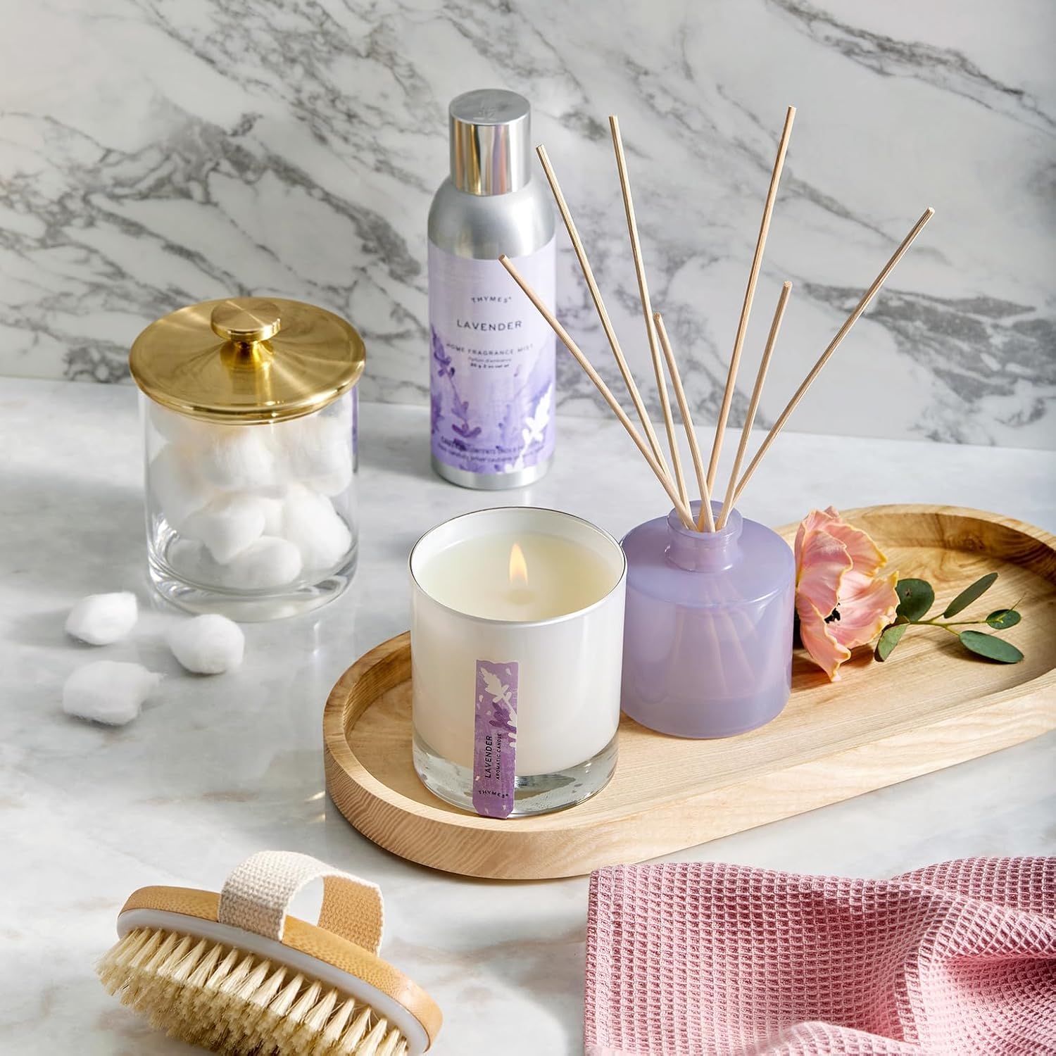 Thymes Lavender Fragrance Set with Mist and Candle