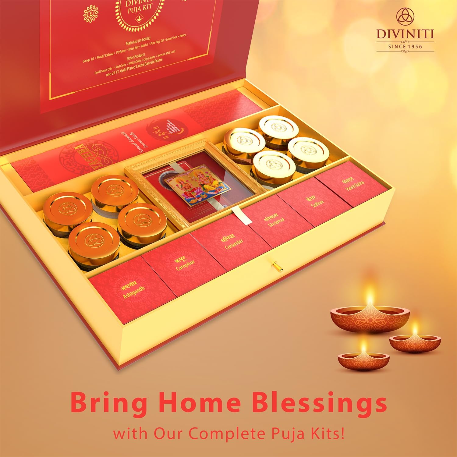 DENMOUS Diwali Puja Kit with Laxmi Ganesh Idol and Yantra