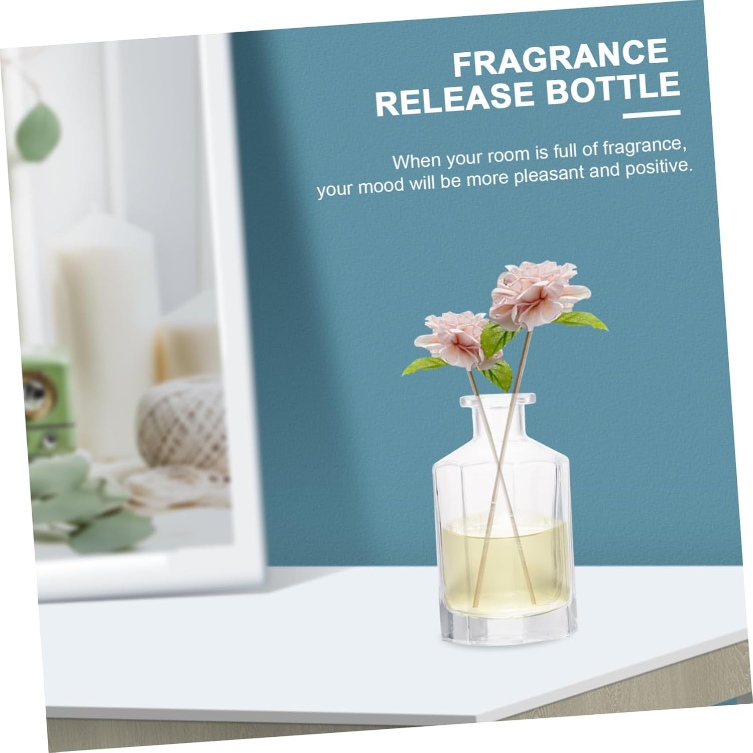 2Pcs Chic Refillable Aromatherapy Glass Essential Oil Diffuser Bottles for Home Decor and Office