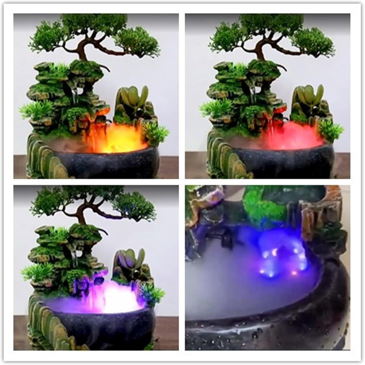 DYRABREST Indoor Relaxation Desktop Fountain with LED Light and Pump