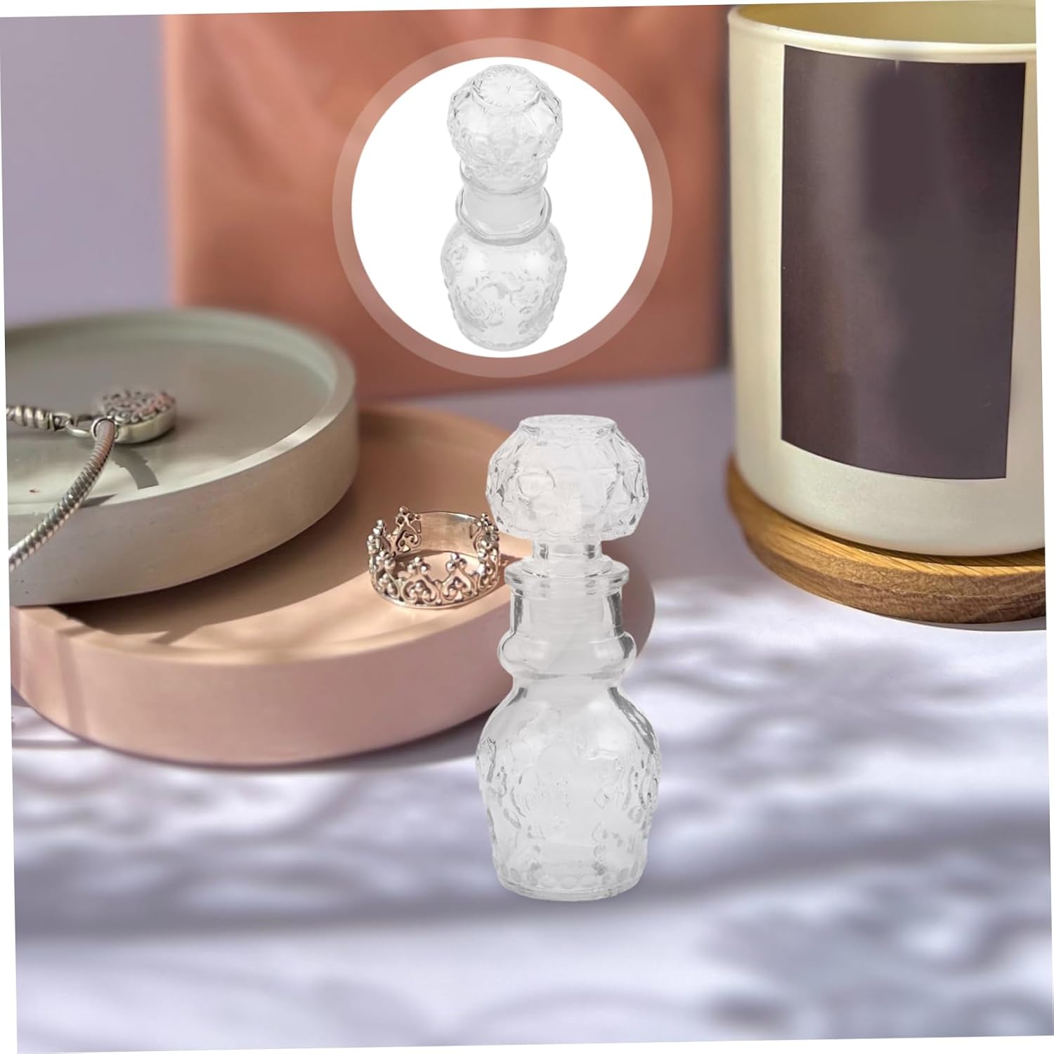 Vintage Miniature Glass Perfume Bottle for Travel and Home Decor