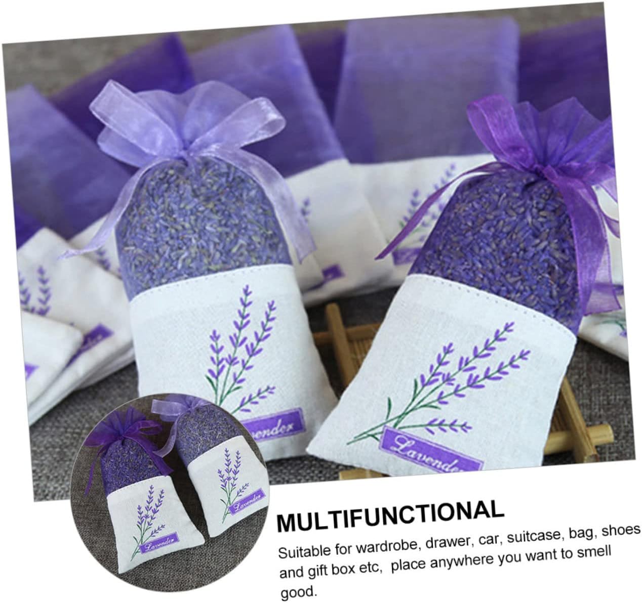 22Pcs Lavender Sachet Bags with Gauze Ribbons for Closet Freshness