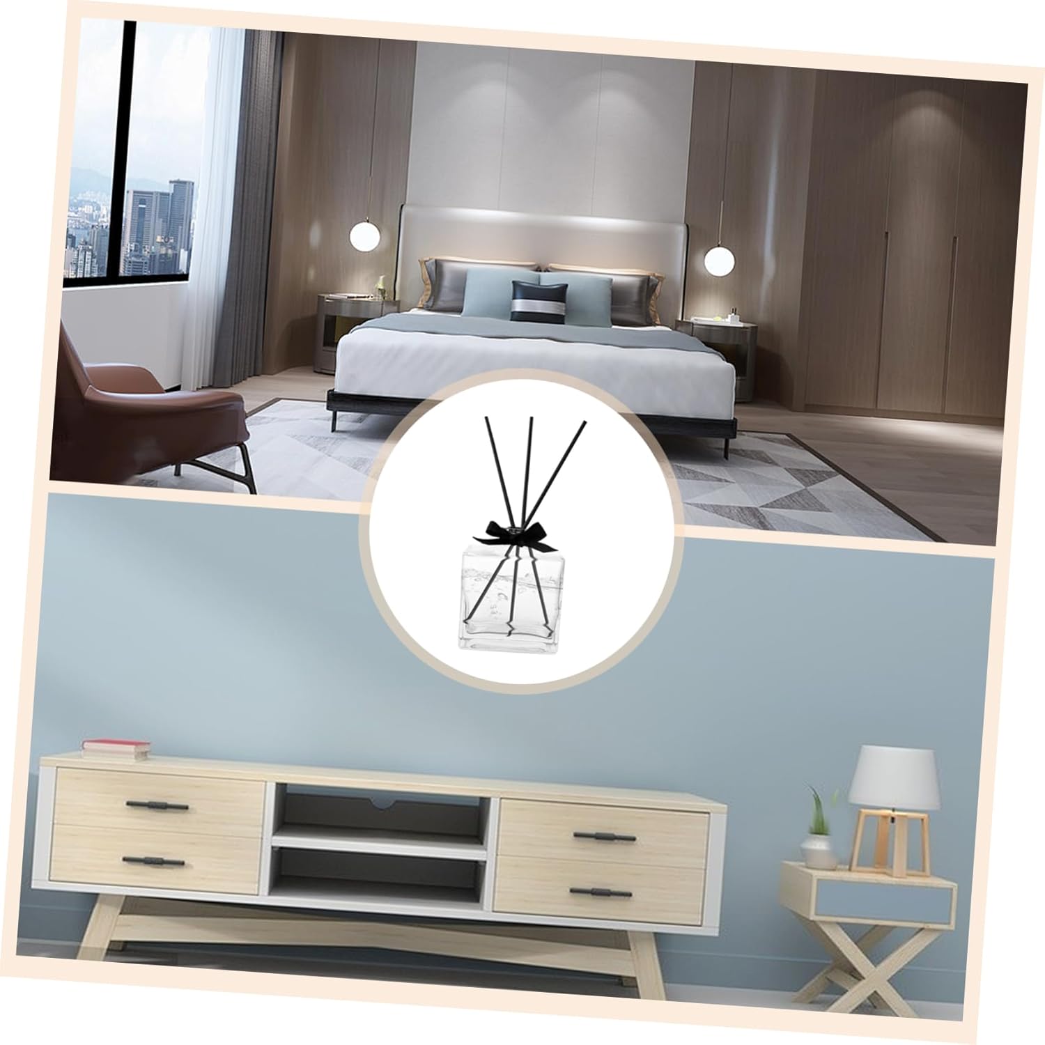 VINTORKY Square Glass Diffuser Vase for Aromatherapy