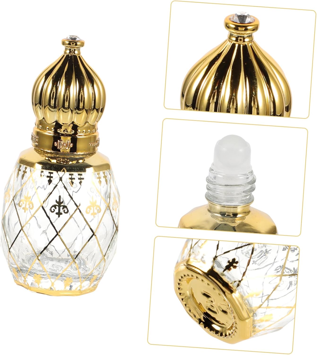 Mobestech Essential Oil Roller Empty Perfume Sample Travel-friendly Arabic Style Decor Bottle