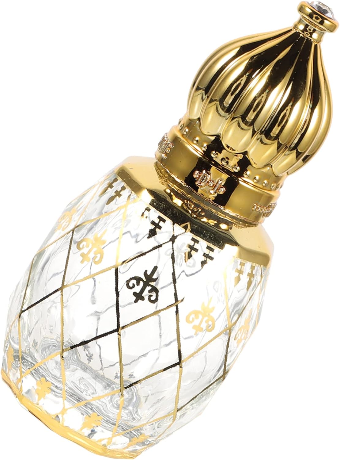 Middle Eastern Style Refillable Perfume Bottle with Vintage Crown Lid