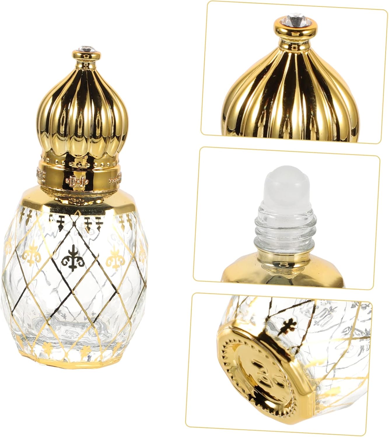 Middle Eastern Perfume Bottle Essential Oil Roller Empty Aroma Decorative Sample Air Tight Travel Size
