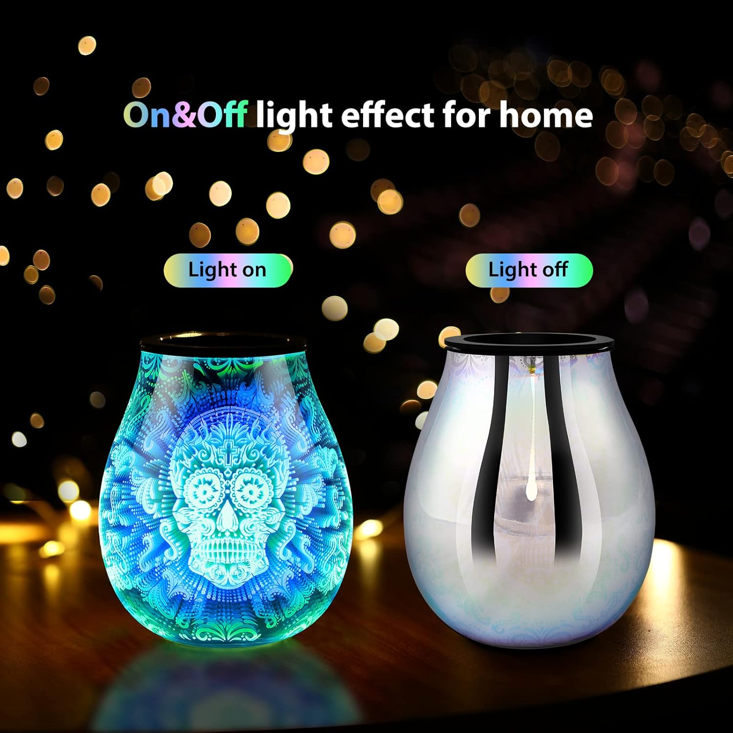 Inrorans 3D Skull Halloween Wax Melter with LED Light and Silicone Tray