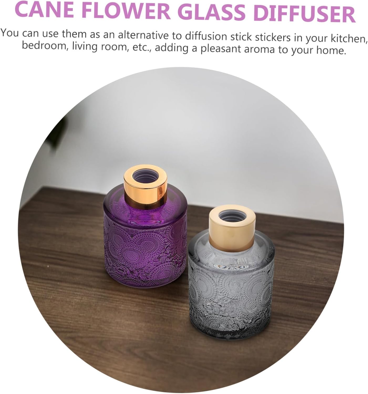 BESTYASH 4pcs Embossed Aromatherapy Glass Perfume Bottles
