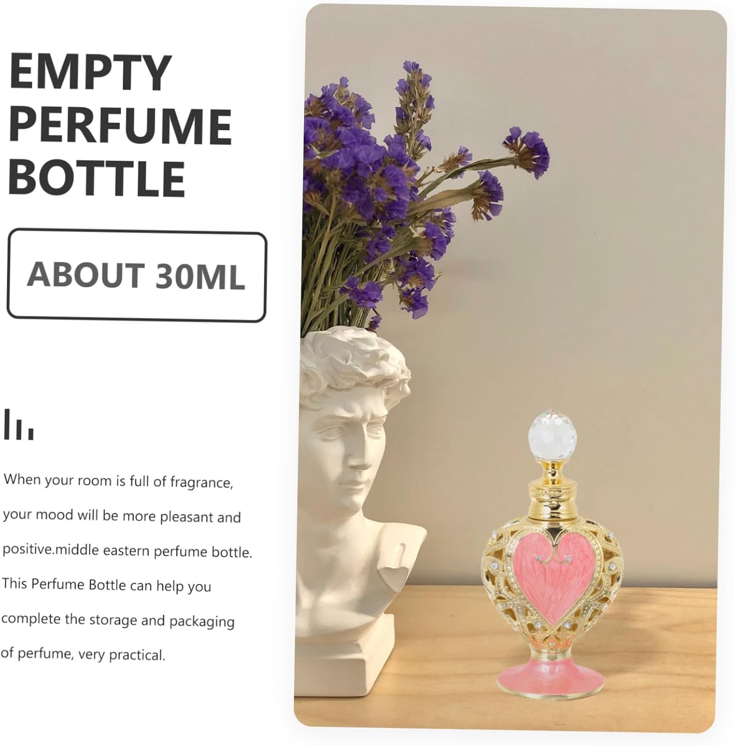 Ipetboom Heart Shaped Perfume Bottle Refillable Design for Essential Oils Fragrances Decoration