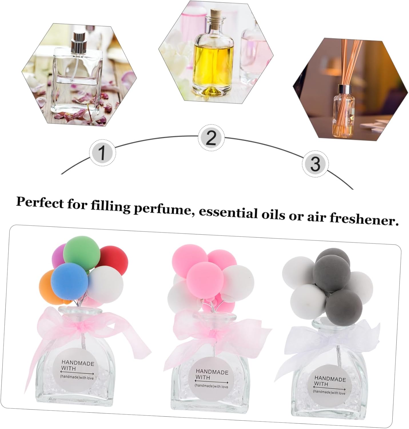 Ciieeo 3pcs Aromatherapy Car Perfume Decorative Balloon Storage Bottles