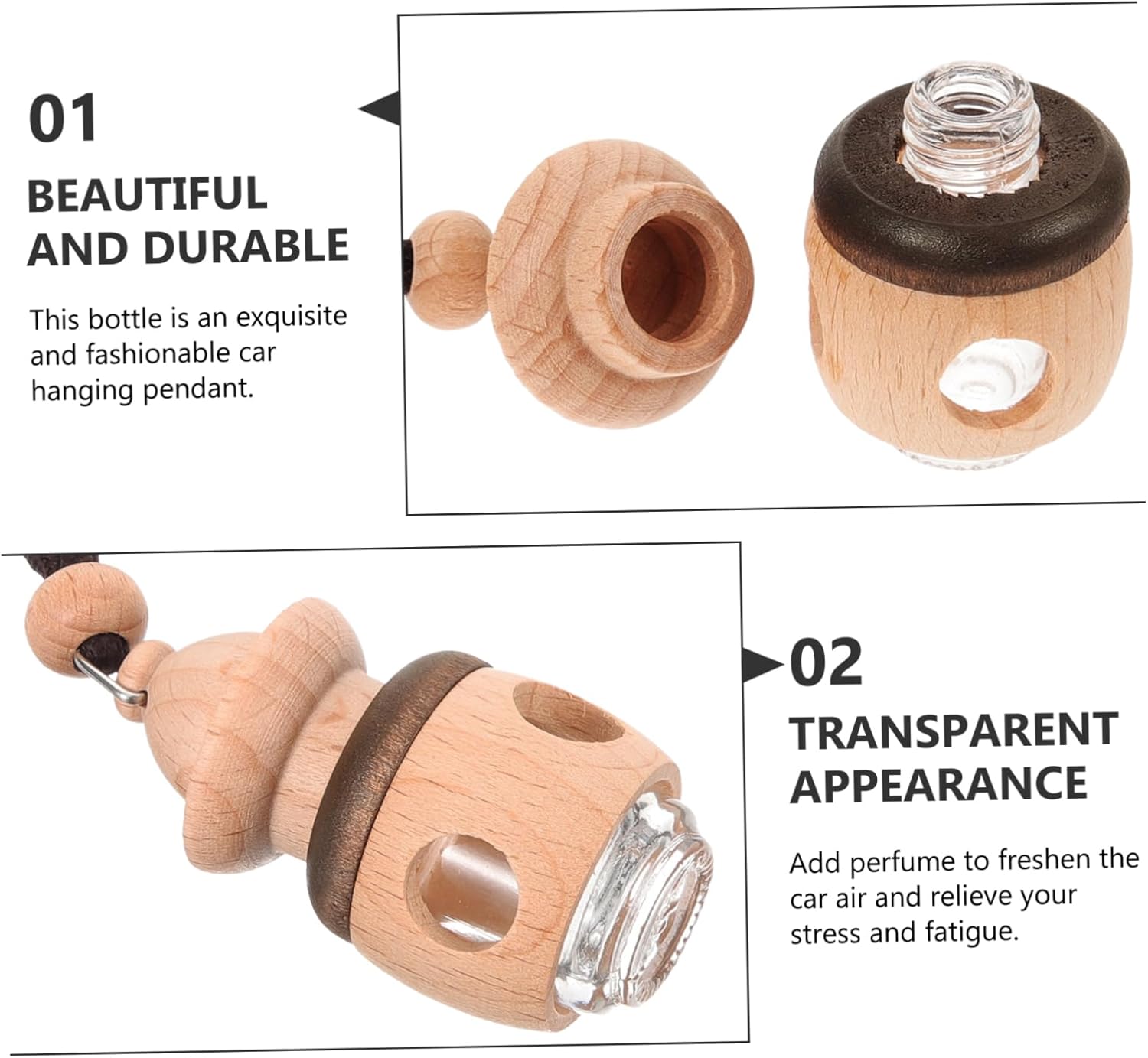 Hanging Perfume Bottle for Car 2-Pack Empty Diffuser Decorative Container