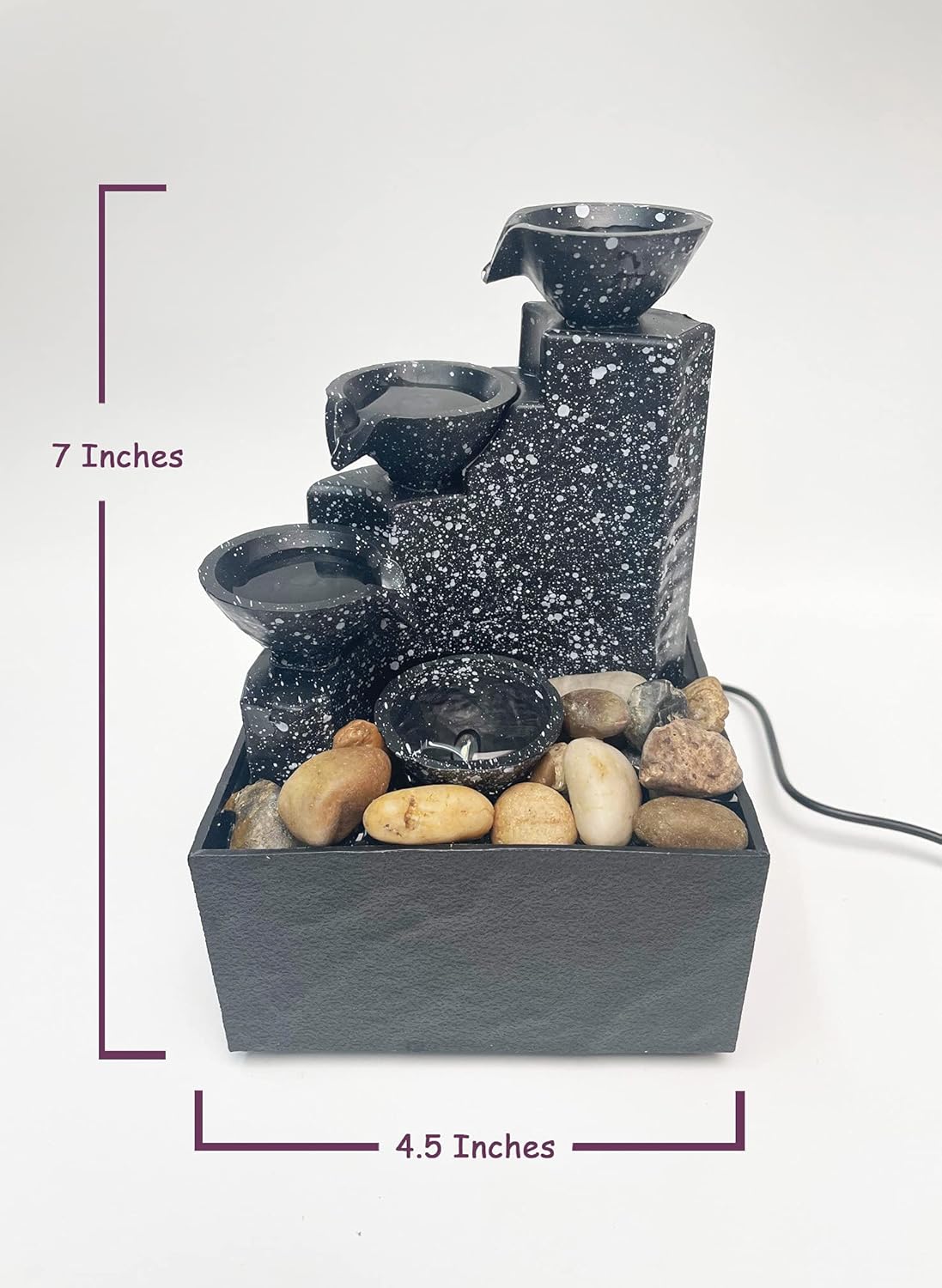 Tabletop Fountain with LED Lights and USB Power